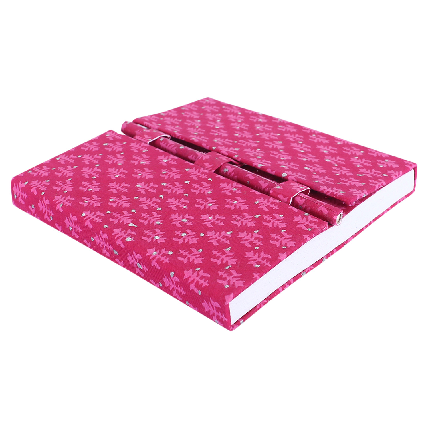Kuber Industries Diary | Cardboard Travel Notebook | Diary for Journey | Pink Leaf Pen-Diary | Diary for Writing Thoughts & Memories | Relieve Stress | Pink