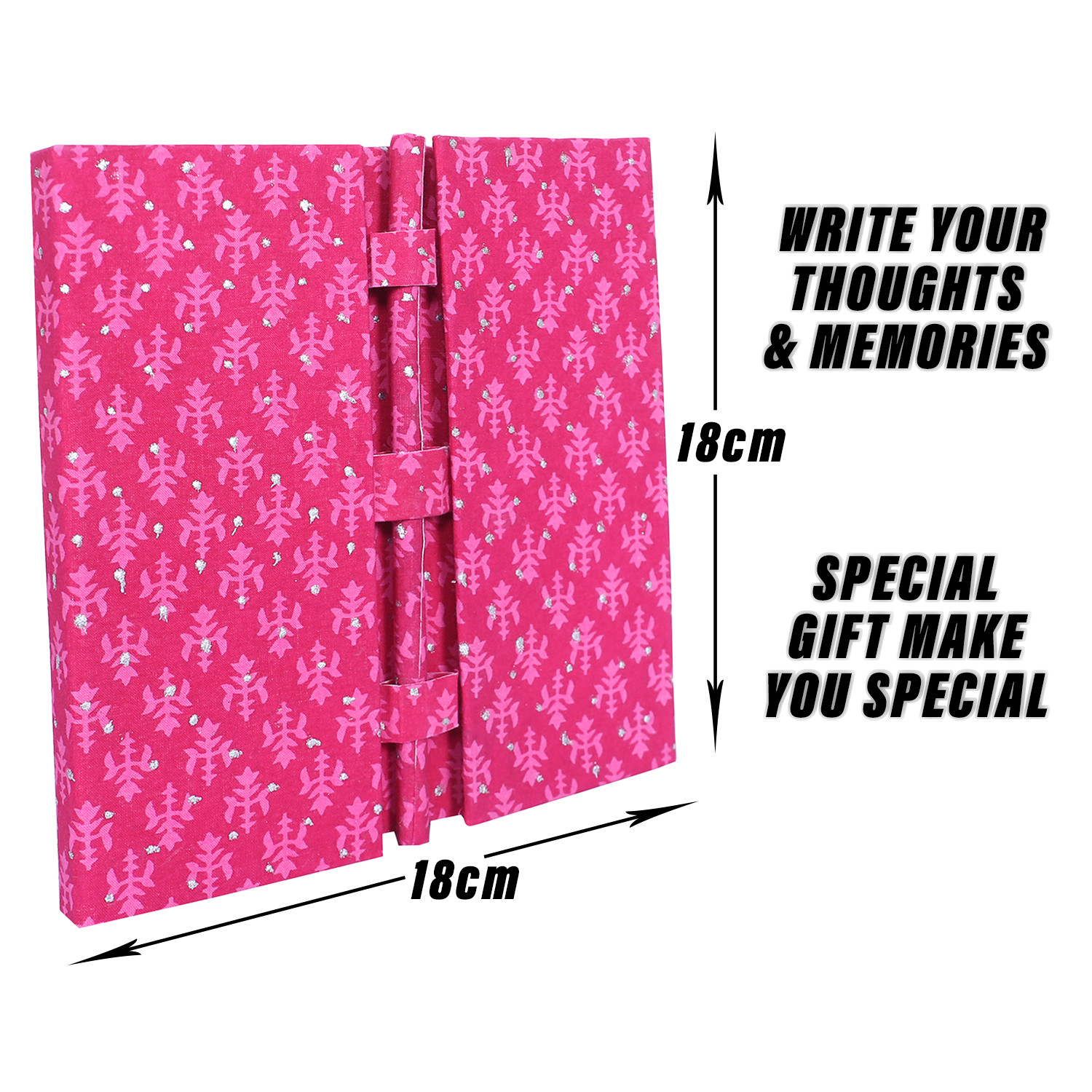 Kuber Industries Diary | Cardboard Travel Notebook | Diary for Journey | Pink Leaf Pen-Diary | Diary for Writing Thoughts & Memories | Relieve Stress | Pink