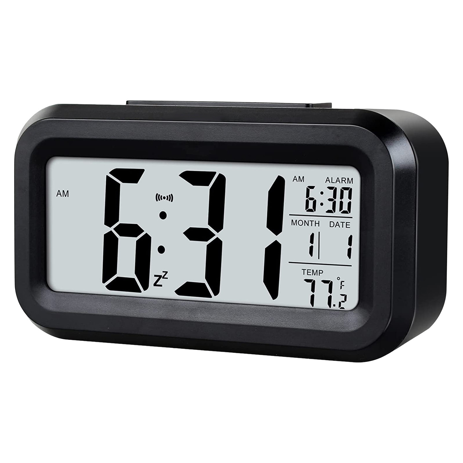 Kuber Industries Digital Alarm Clock | Plastic Table Alarm Clock | Alarm Clock for Gift | Alarm Clock with Night LCD Display | Vintage Look Alarm Clock | Battery Operated |Black