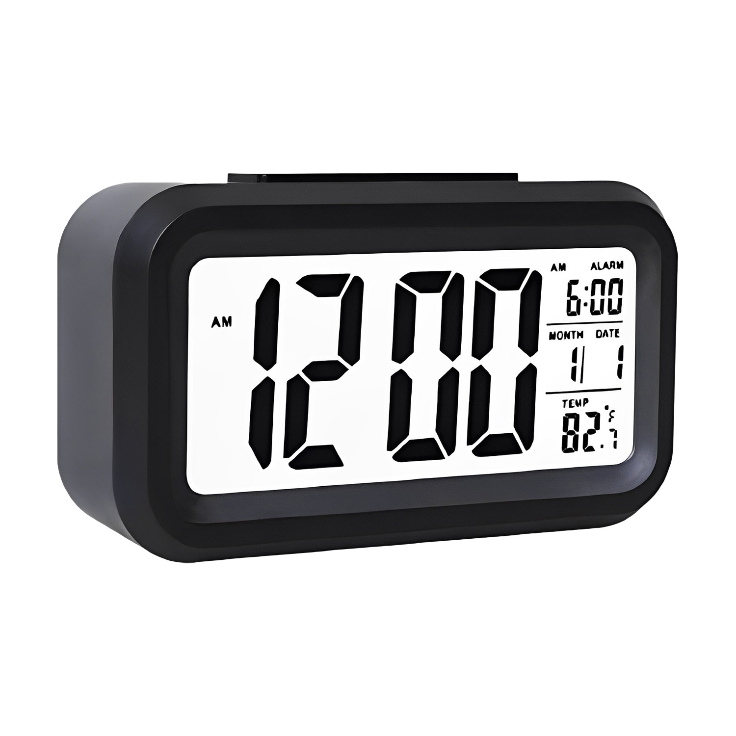 Kuber Industries Digital Alarm Clock | Plastic Table Alarm Clock | Alarm Clock for Gift | Alarm Clock with Night LCD Display | Vintage Look Alarm Clock | Battery Operated |Black