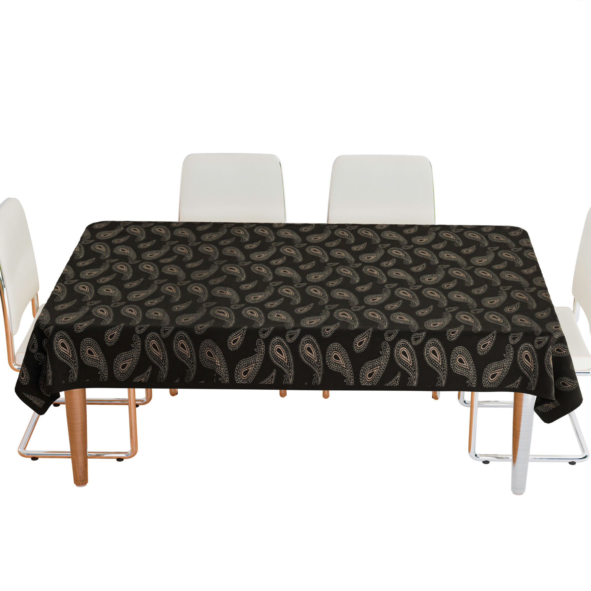 Kuber Industries Dining Table Cover | 6-Seater Table Cover | Cotton Table Protector Cover | Table Cover for Kitchen | Table Cover for Hall Décor | Carry-Design | 60x90 Inch | DTC | Black