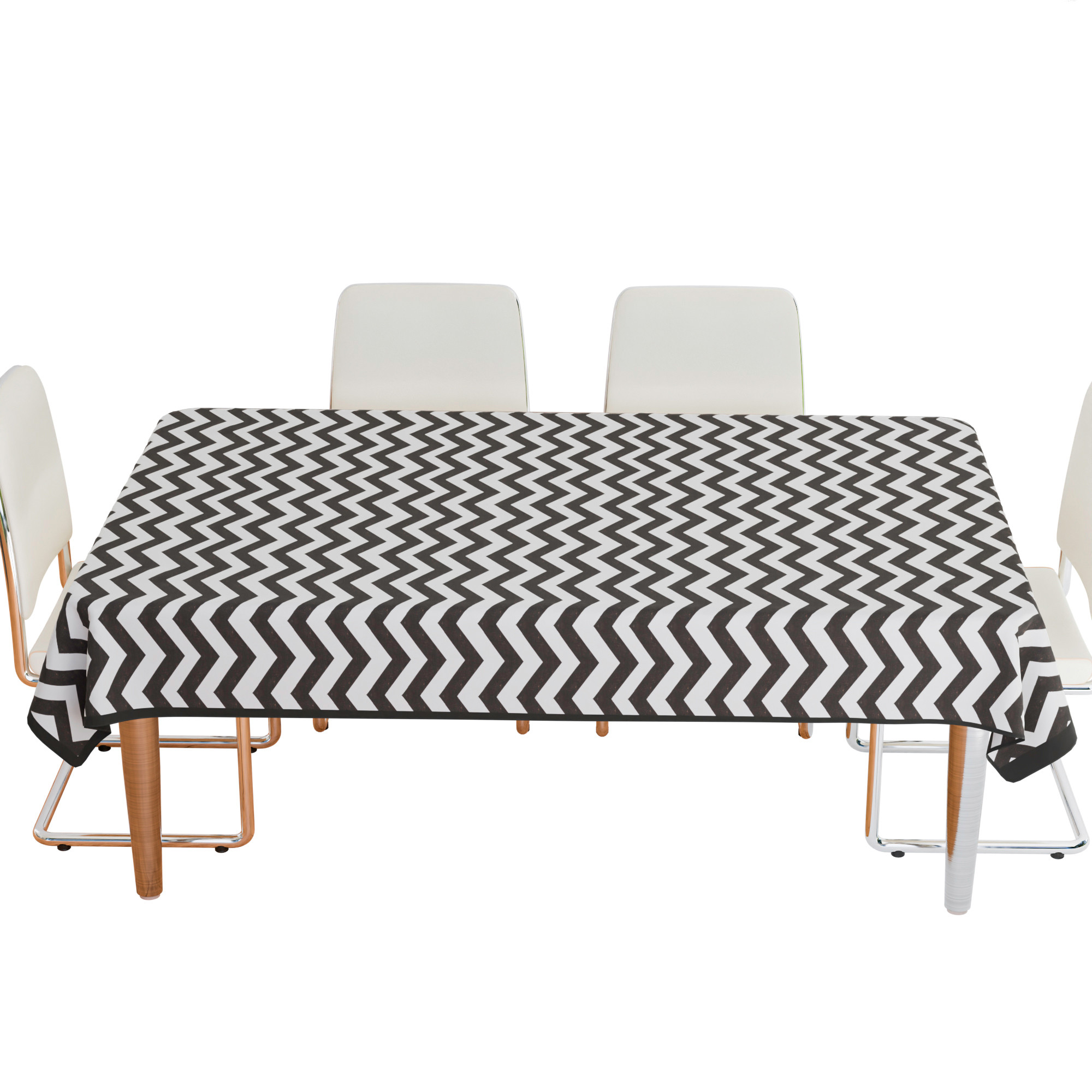 Kuber Industries Dining Table Cover | 6-Seater Table Cover | Cotton Table Protector Cover | Table Cover for Kitchen | Table Cover for Hall Décor | Zig-Zag-Design | 60x90 Inch | DTC | Brown