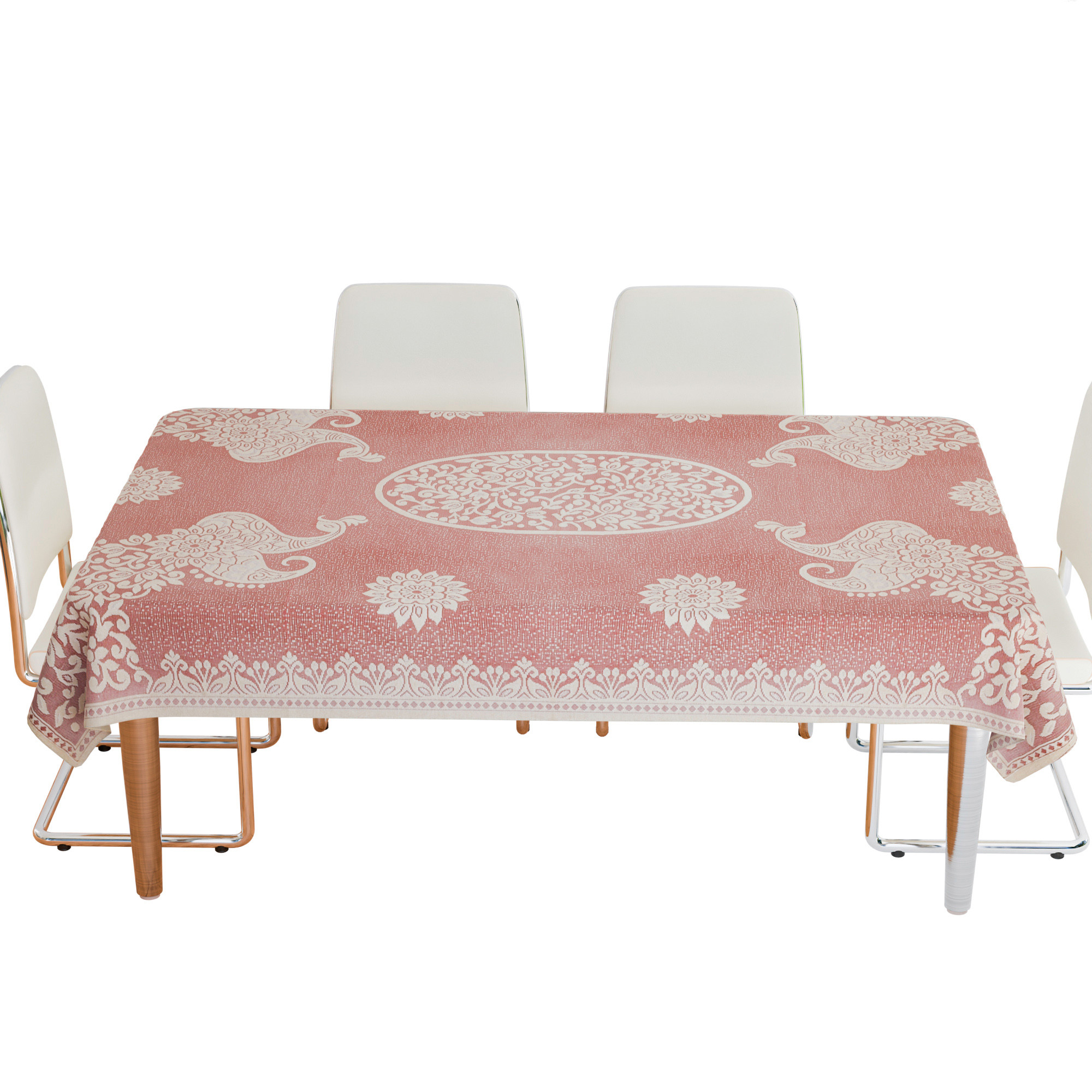 Kuber Industries Dining Table Cover | 6-Seater Table Cover | Net Table Protector Cover | Table Cover for Kitchen | Table Cover for Hall Décor | Peacock-Design | 60x90 Inch | DTC | Maroon