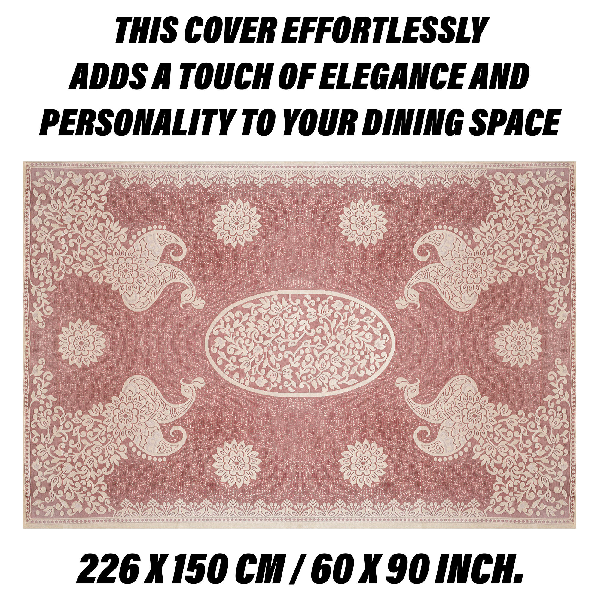 Kuber Industries Dining Table Cover | 6-Seater Table Cover | Net Table Protector Cover | Table Cover for Kitchen | Table Cover for Hall Décor | Peacock-Design | 60x90 Inch | DTC | Maroon