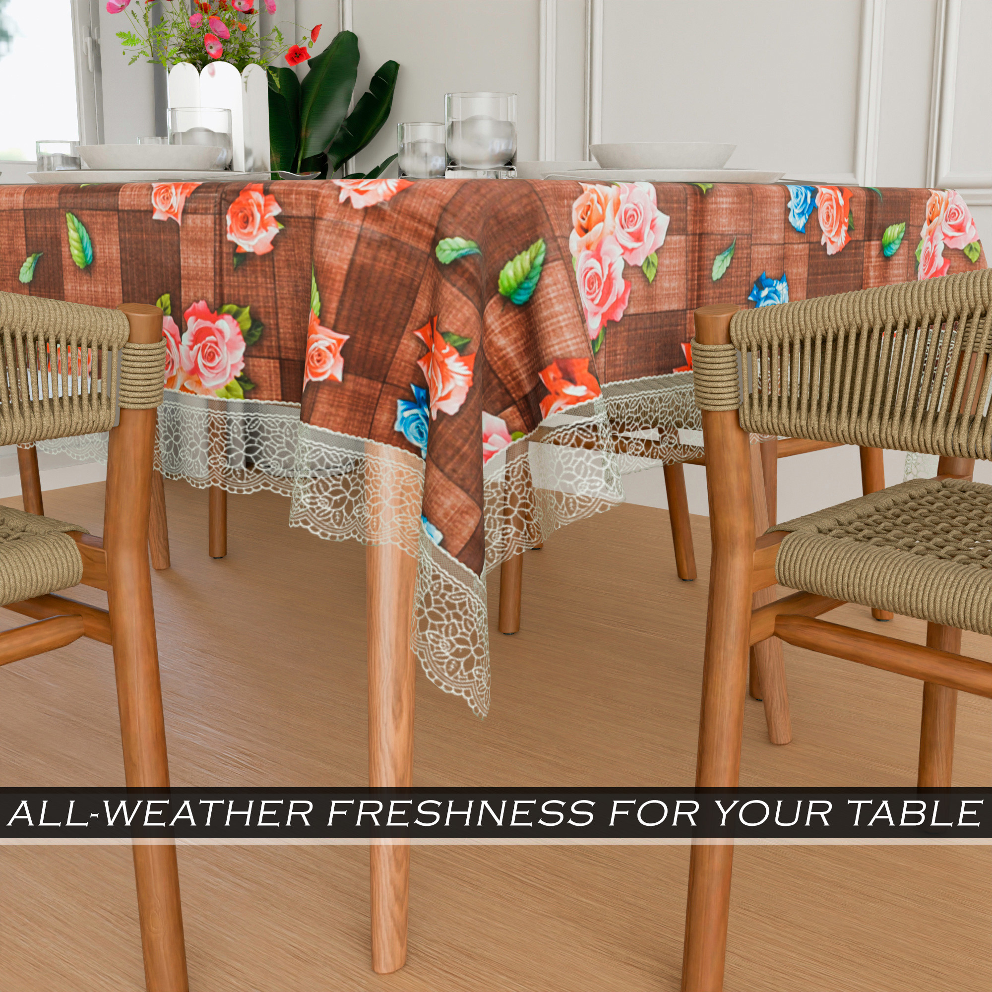 Kuber Industries Dining Table Cover  60x90 Inch  6 Seater Dining Table  PVC Table Cloth  Kitchen Table Cover  Waterproof Table Cover  Table Cloth for Dining Table  Gulab  Maroon