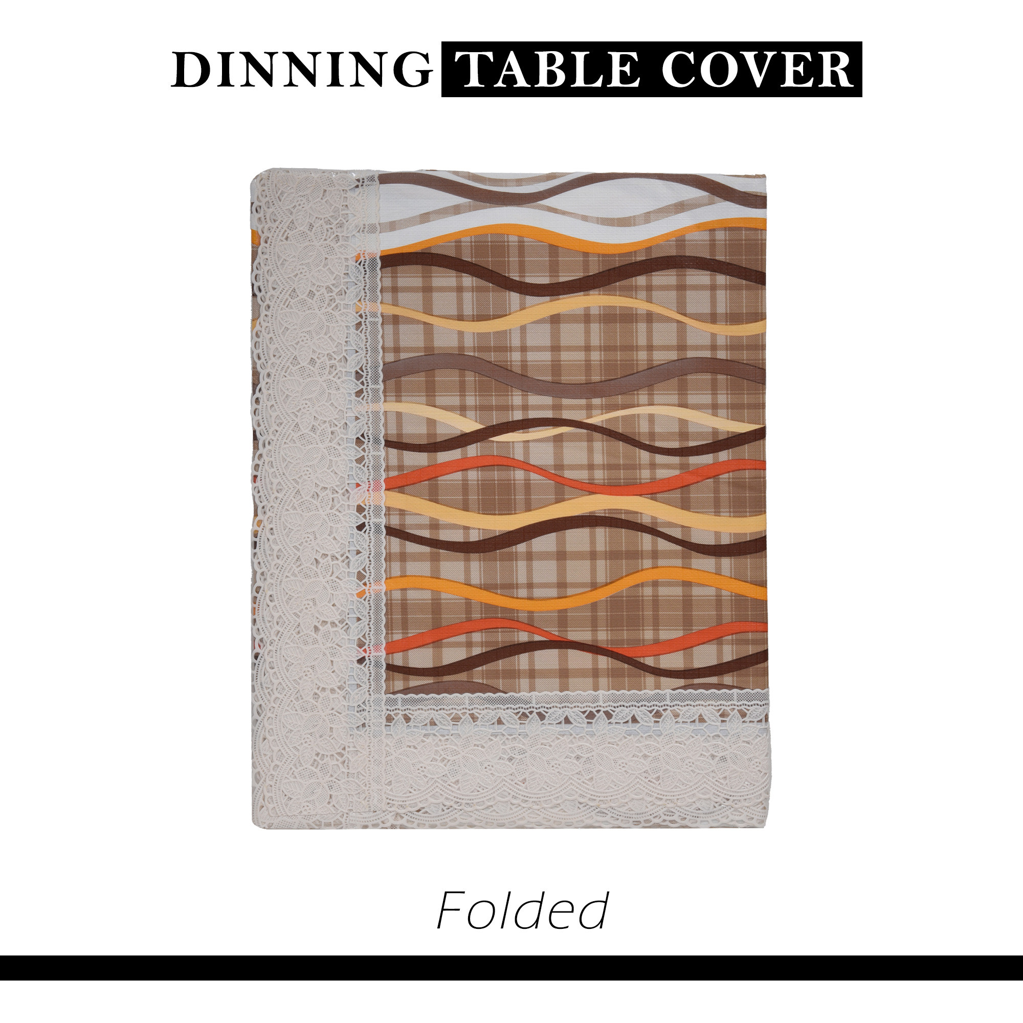 Kuber Industries Dining Table Cover  60x90 Inch  6 Seater Dining Table  PVC Table Cloth  Kitchen Table Cover  Waterproof Table Cover  Table Cloth for Dining Table  Zig Zag  Cream