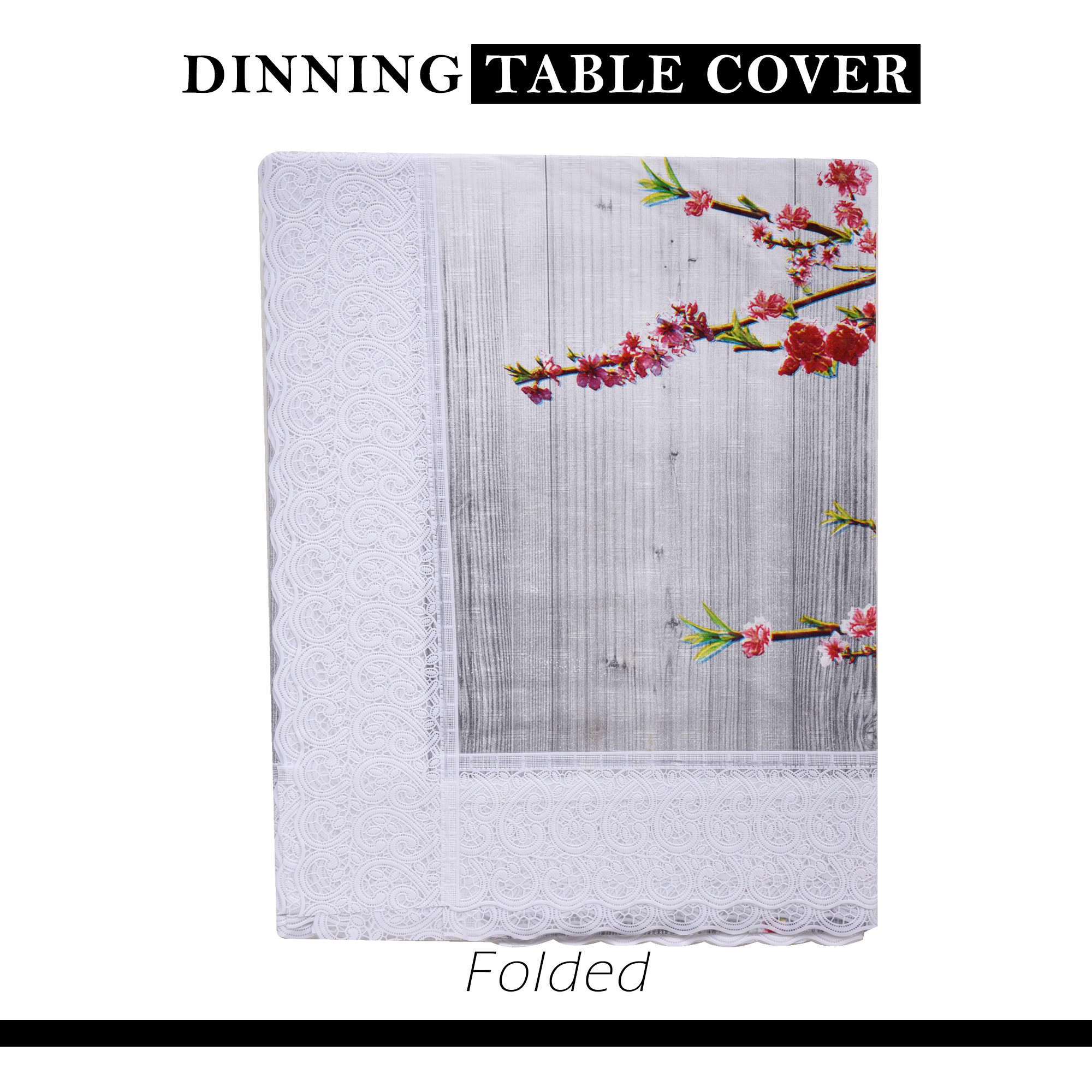 Kuber Industries Dining Table Cover  60x90 Inch  6 Seater Dining Table  PVC Table Cloth  Kitchen Table Cover  Waterproof Table Cover  Table Cloth for Dining Table  Pink Flower  Grey