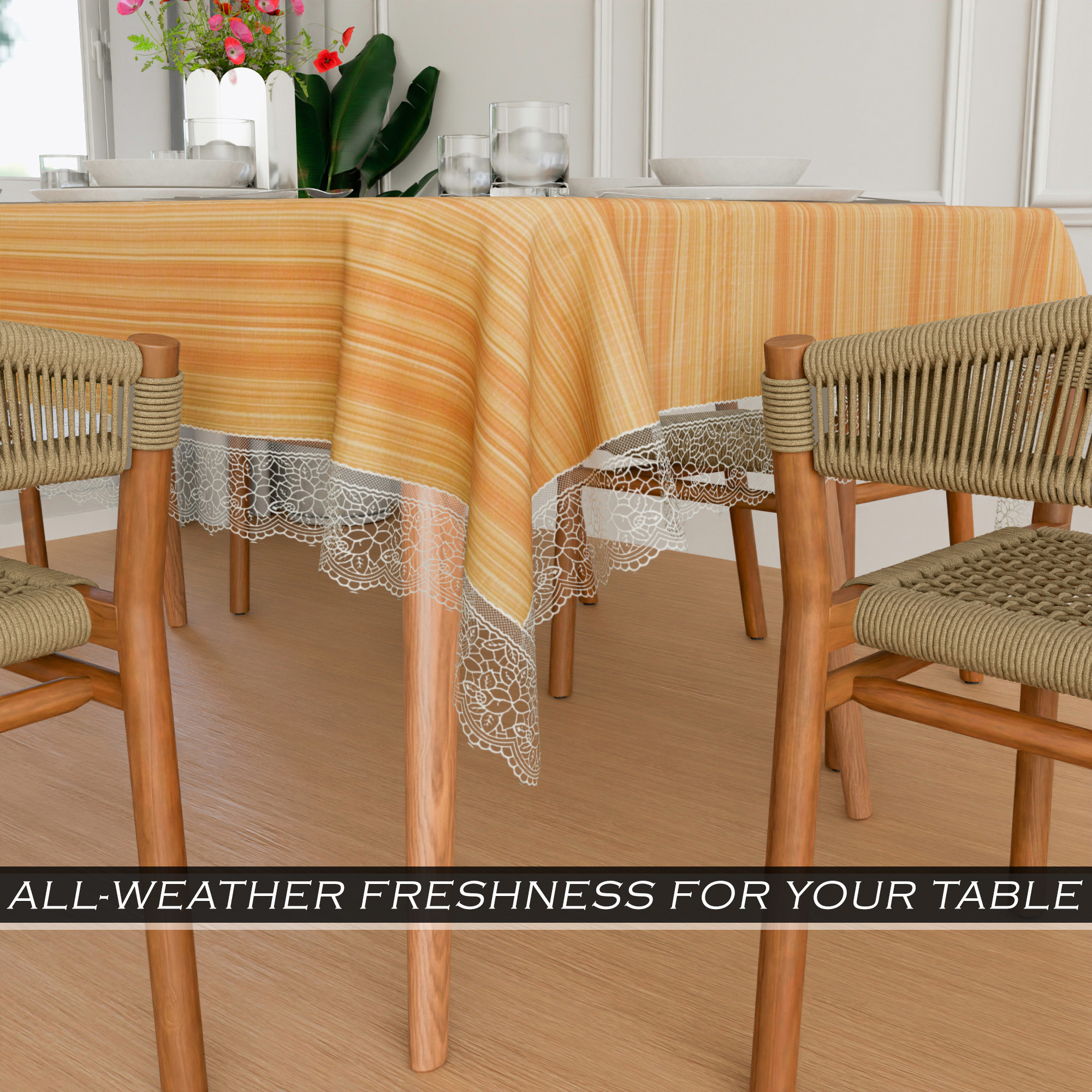 Kuber Industries Dining Table Cover  60x90 Inch  6 Seater Dining Table  PVC Table Cloth  Kitchen Table Cover  Waterproof Table Cover  Table Cloth for Dining Table  Lining  Golden