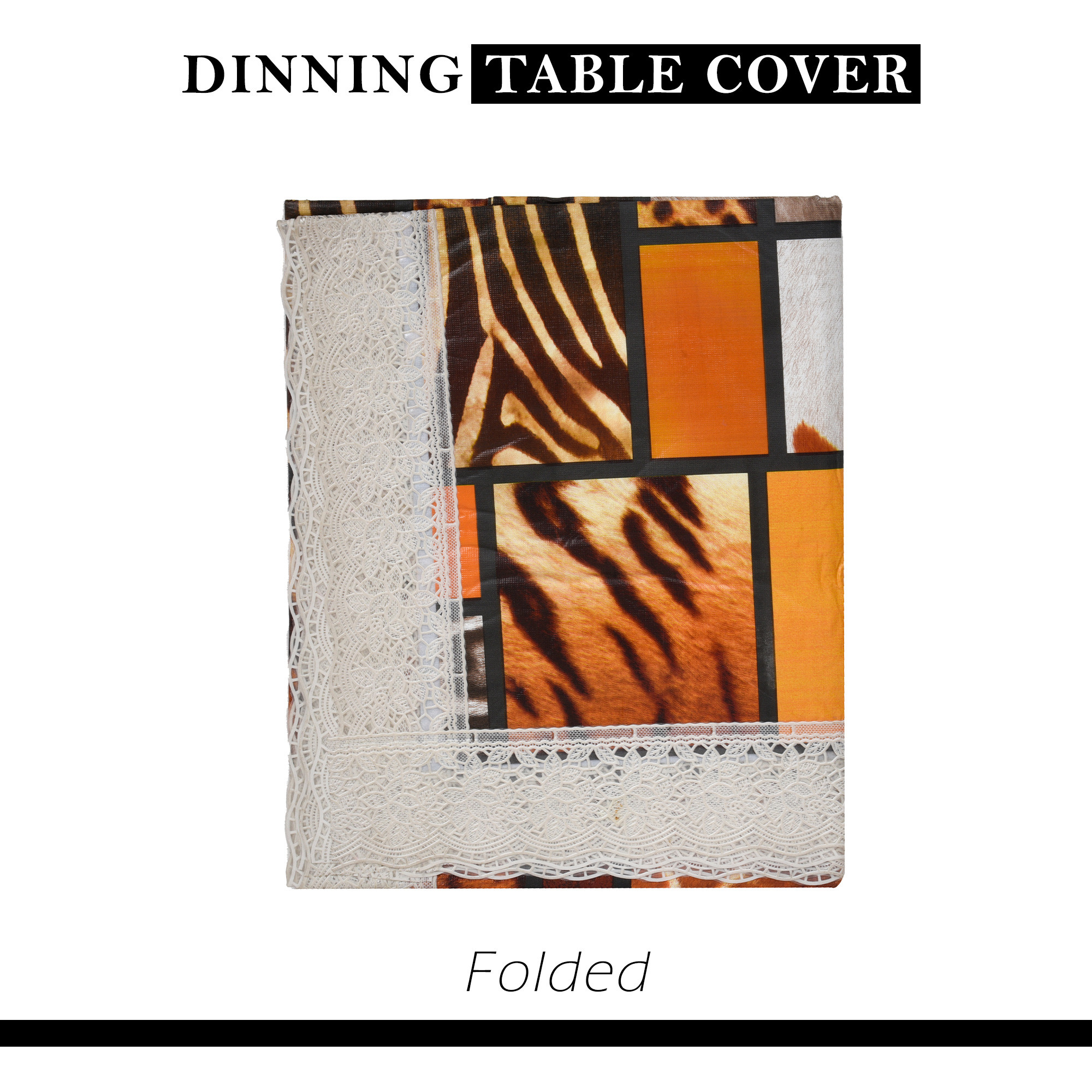 Kuber Industries Dining Table Cover  60x90 Inch  6 Seater Dining Table  PVC Table Cloth  Kitchen Table Cover  Waterproof Table Cover  Table Cloth for Dining Table  Tiger  Brown