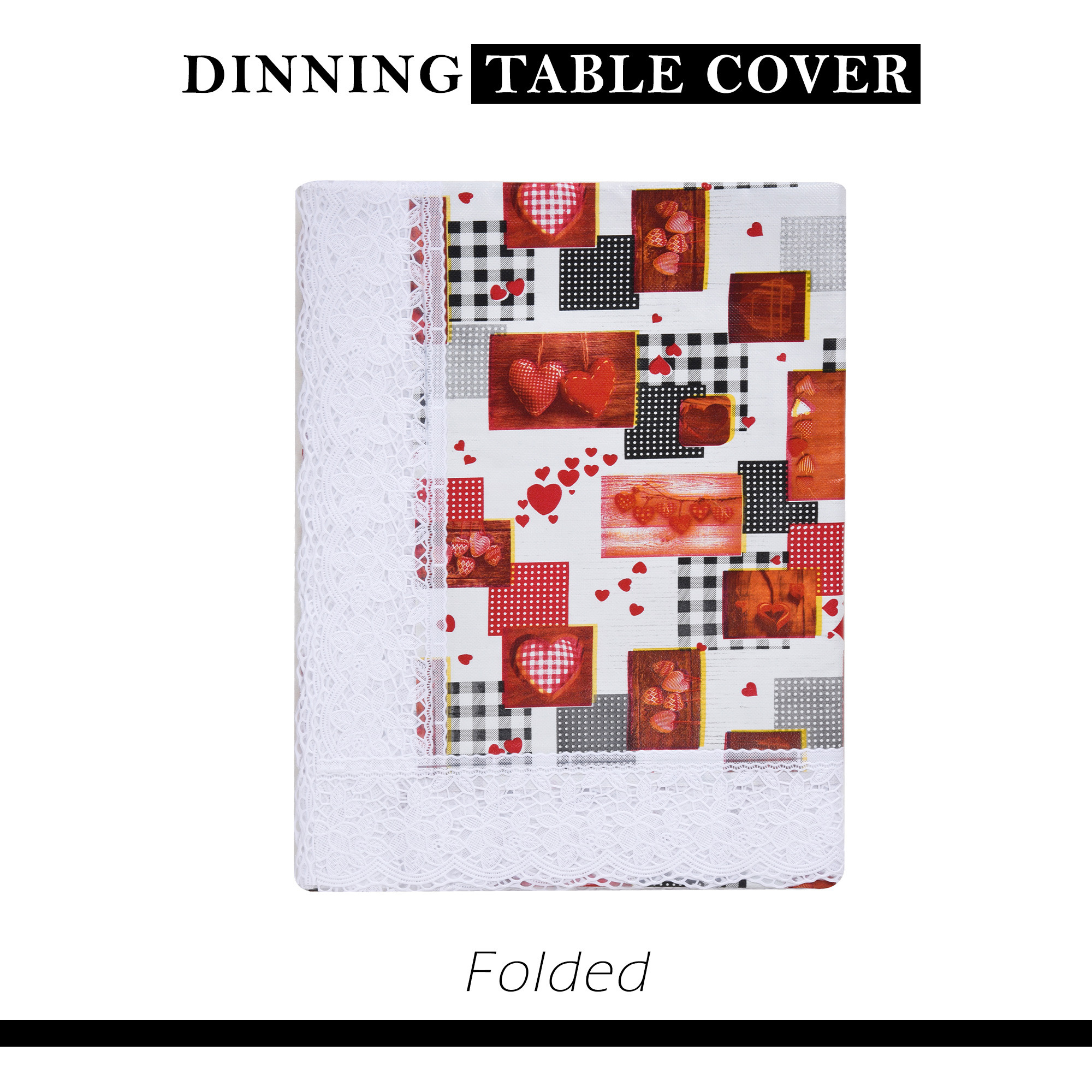 Kuber Industries Dining Table Cover  60x90 Inch  6 Seater Dining Table  PVC Table Cloth  Kitchen Table Cover  Waterproof Table Cover  Table Cloth for Dining Table  Dil Check  White