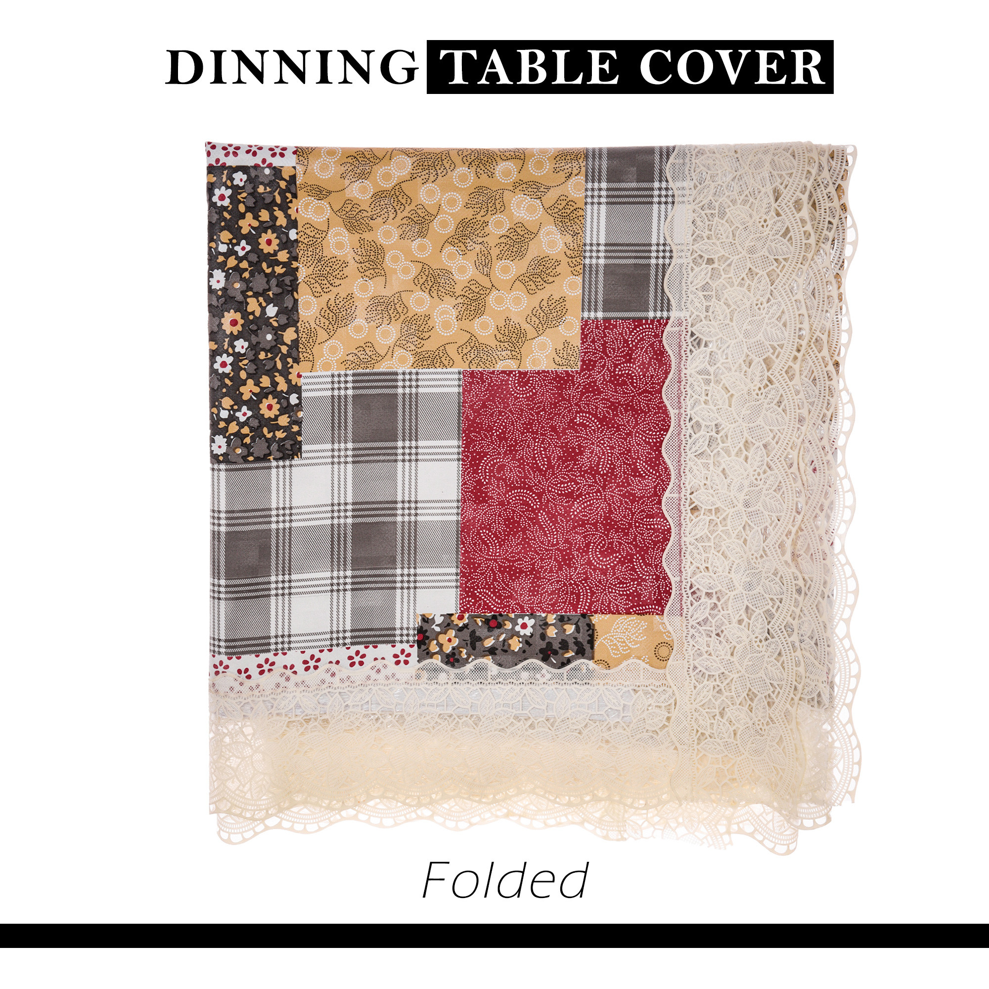 Kuber Industries Dining Table Cover  60x90 Inch  6 Seater Dining Table  PVC Table Cloth  Kitchen Table Cover  Waterproof Table Cover  Table Cloth for Dining Table  Barik Flower  Multicolor