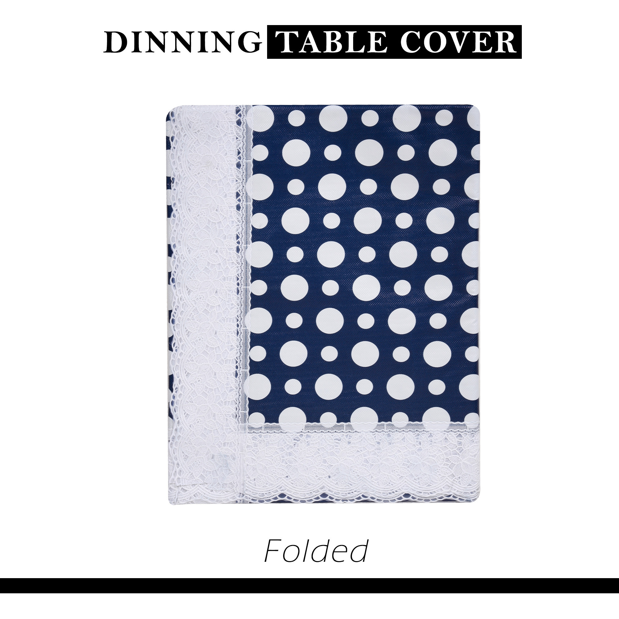 Kuber Industries Dining Table Cover  60x90 Inch  6 Seater Dining Table  PVC Table Cloth  Kitchen Table Cover  Waterproof Table Cover  Table Cloth for Dining Table  Dot  Blue