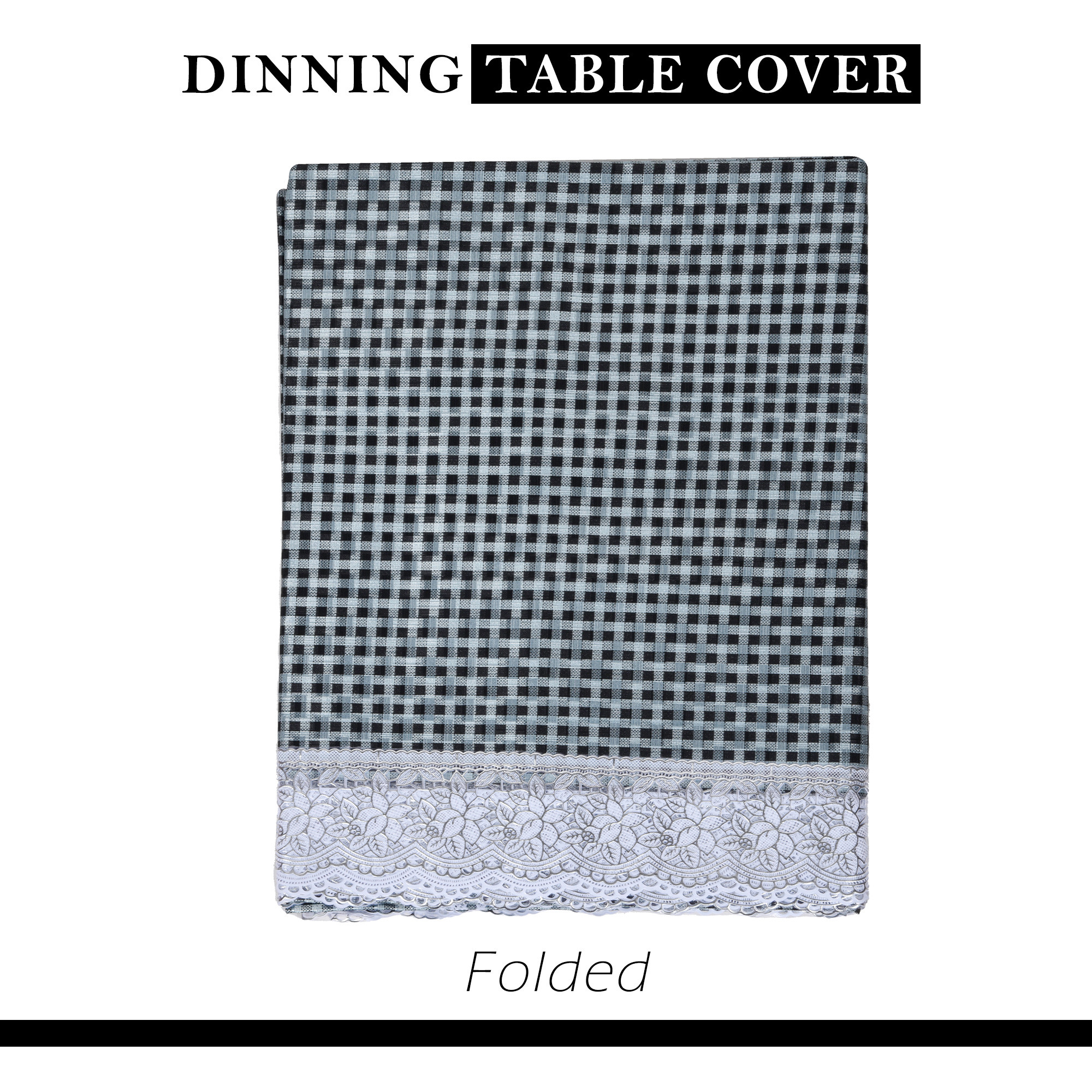 Kuber Industries Dining Table Cover  60x90 Inch  6 Seater Dining Table  PVC Table Cloth  Kitchen Table Cover  Waterproof Table Cover  Table Cloth for Dining Table  Barik Check  Grey