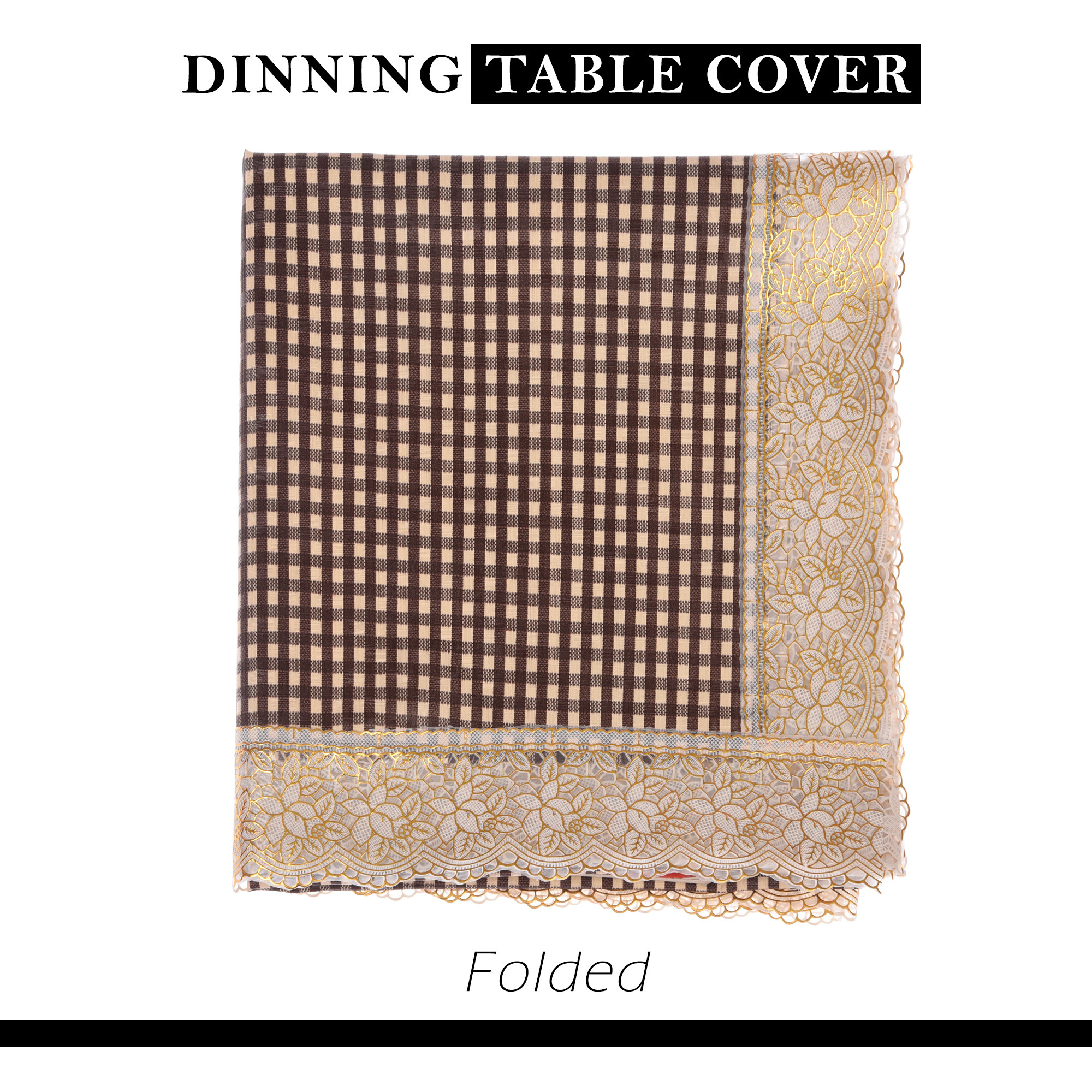 Kuber Industries Dining Table Cover  60x90 Inch  6 Seater Dining Table  PVC Table Cloth  Kitchen Table Cover  Waterproof Table Cover  Table Cloth for Dining Table  Barik Check  Dark Brown