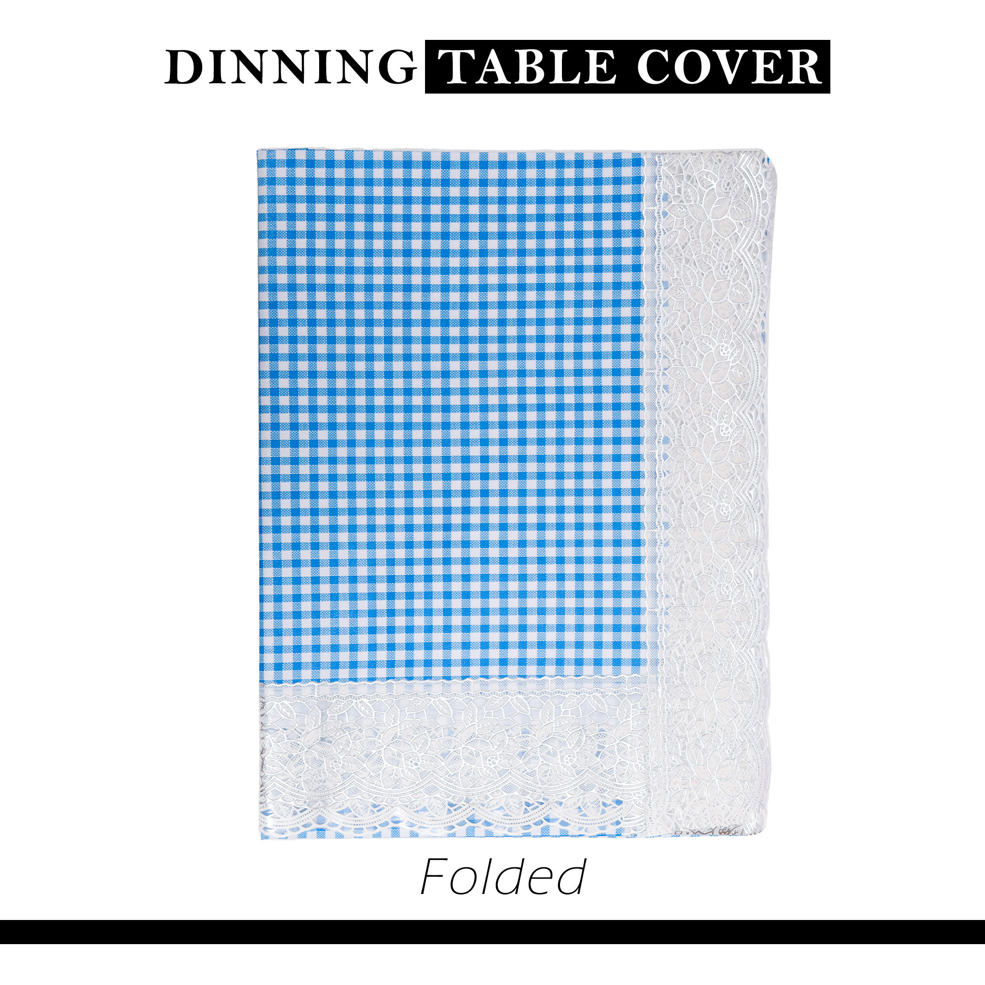 Kuber Industries Dining Table Cover  60x90 Inch  6 Seater Dining Table  PVC Table Cloth  Kitchen Table Cover  Waterproof Table Cover  Table Cloth for Dining Table  Barik Check  Sky Blue