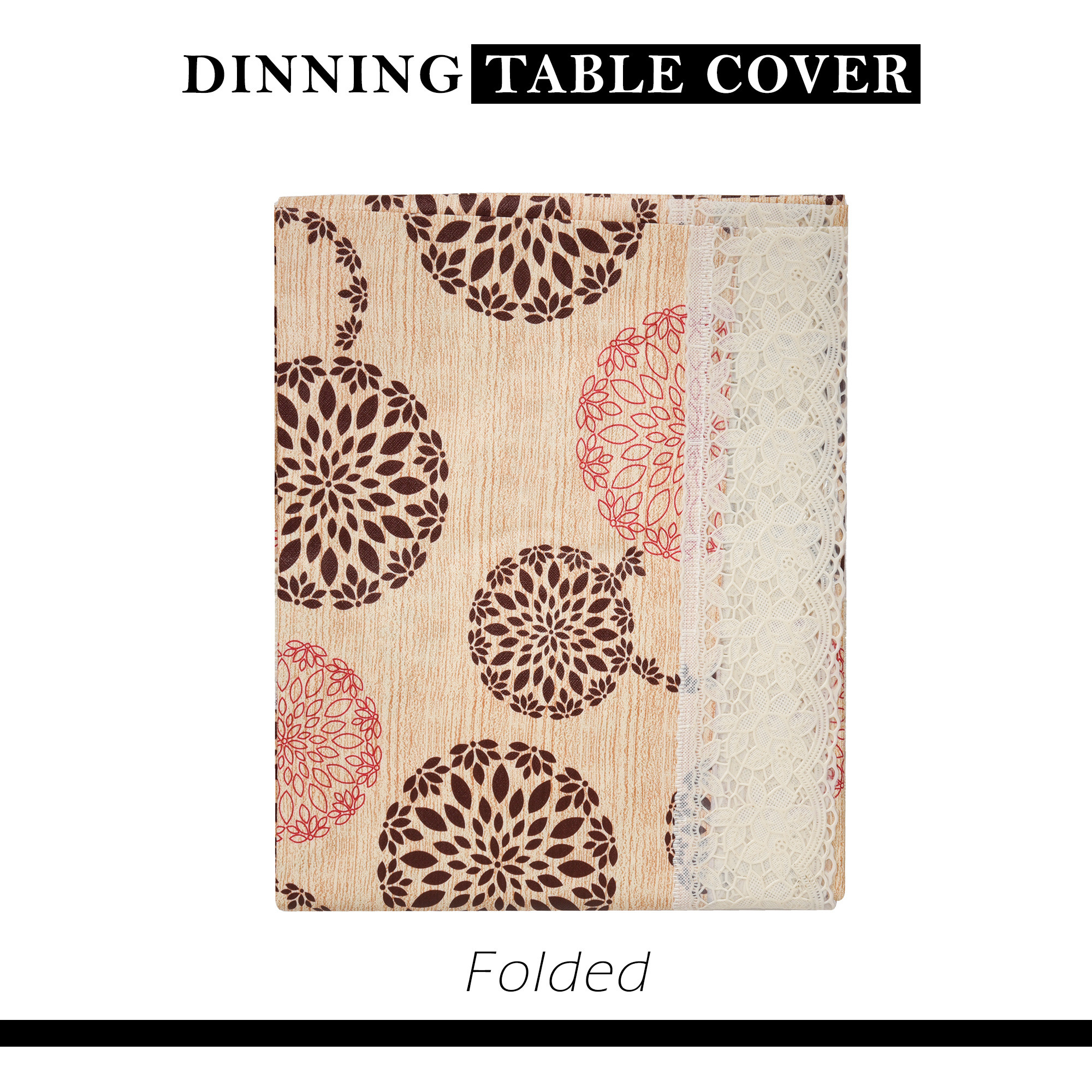 Kuber Industries Dining Table Cover  60x90 Inch  6 Seater Dining Table  PVC Table Cloth  Kitchen Table Cover  Waterproof Table Cover  Table Cloth for Dining Table  Rangoli  Cream