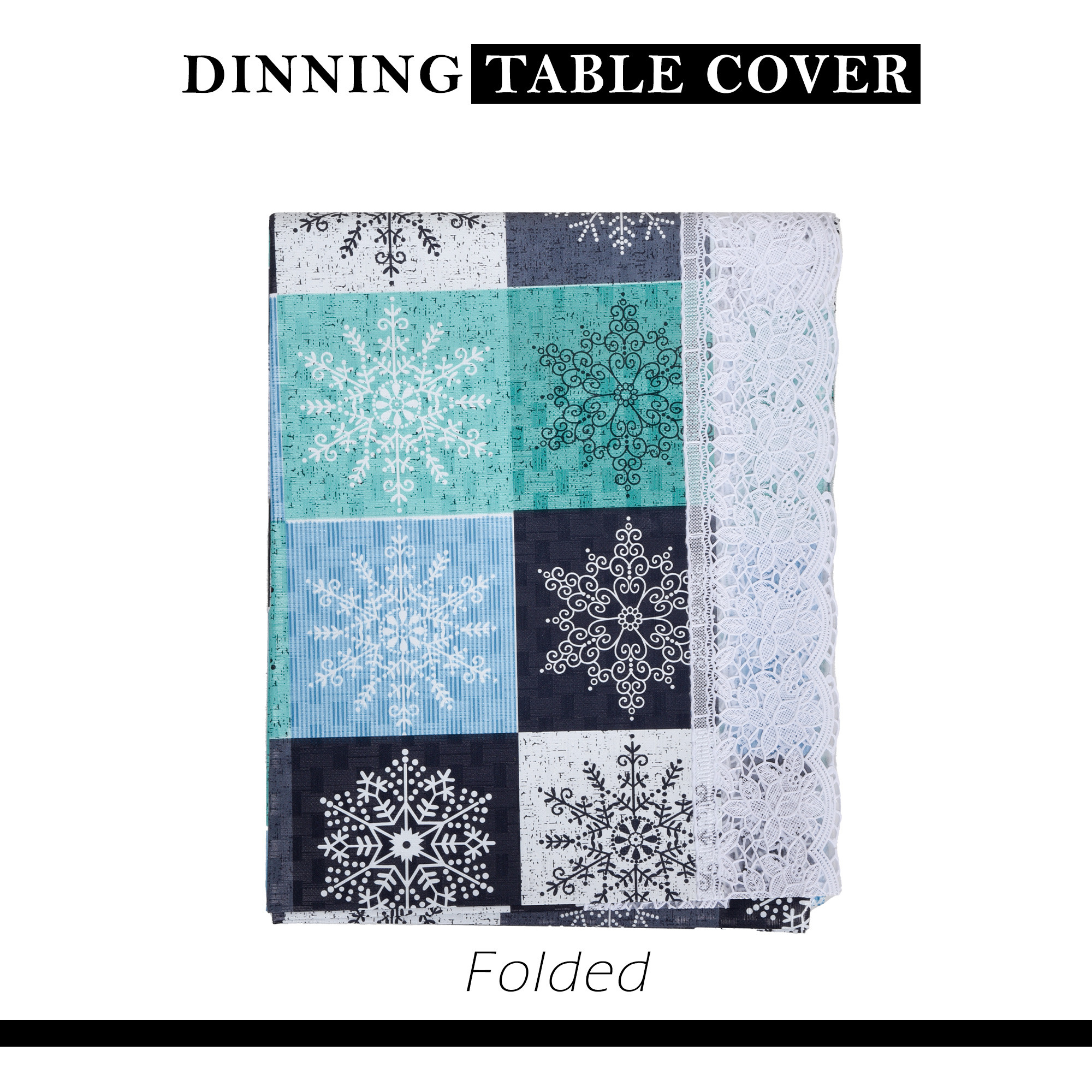 Kuber Industries Dining Table Cover  60x90 Inch  6 Seater Dining Table  PVC Table Cloth  Kitchen Table Cover  Waterproof Table Cover  Table Cloth for Dining Table  Blue Star  Green