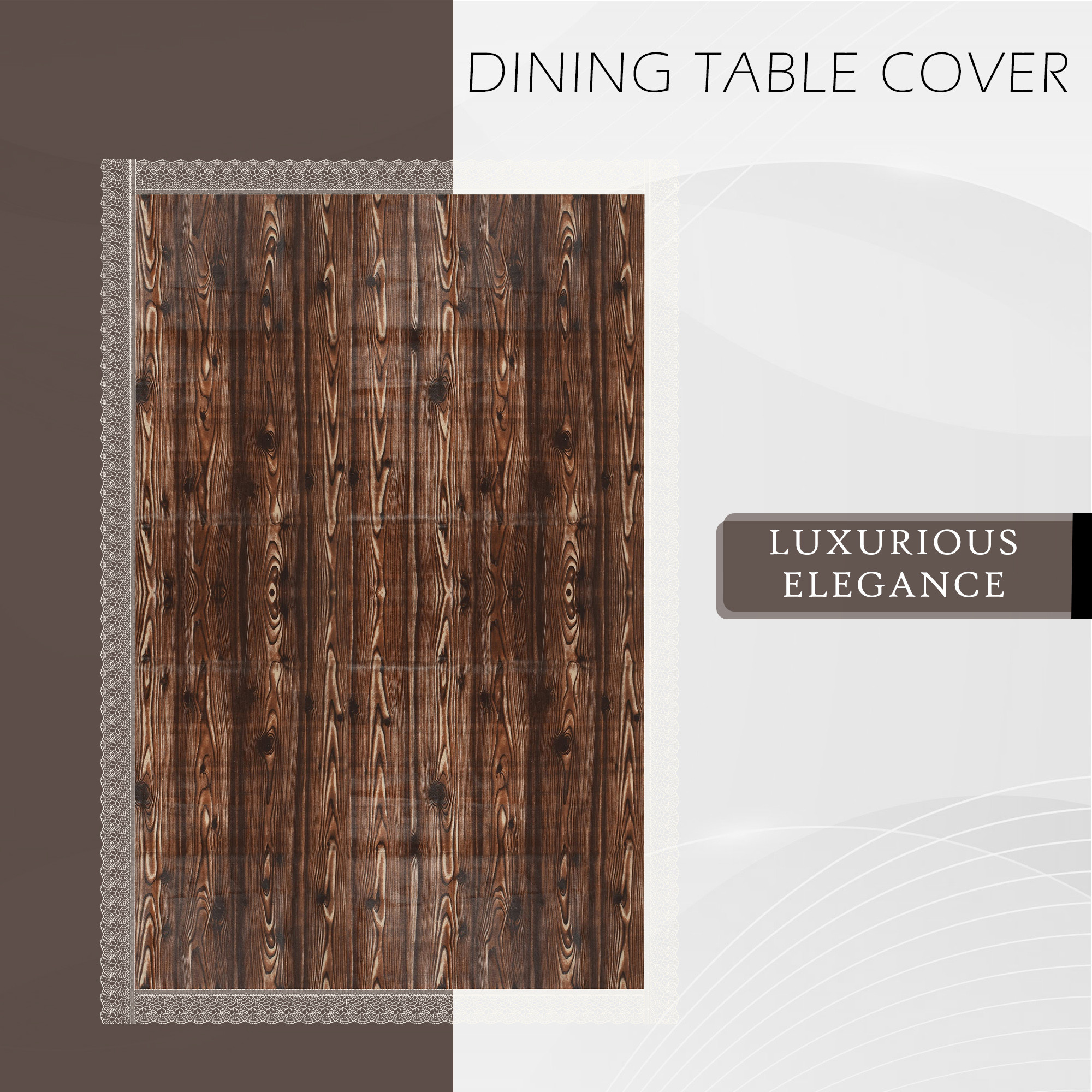 Kuber Industries Dining Table Cover  60x90 Inch  6 Seater Dining Table  PVC Table Cloth  Kitchen Table Cover  Waterproof Table Cover  Table Cloth for Dining Table  Wooden Texture  Brown