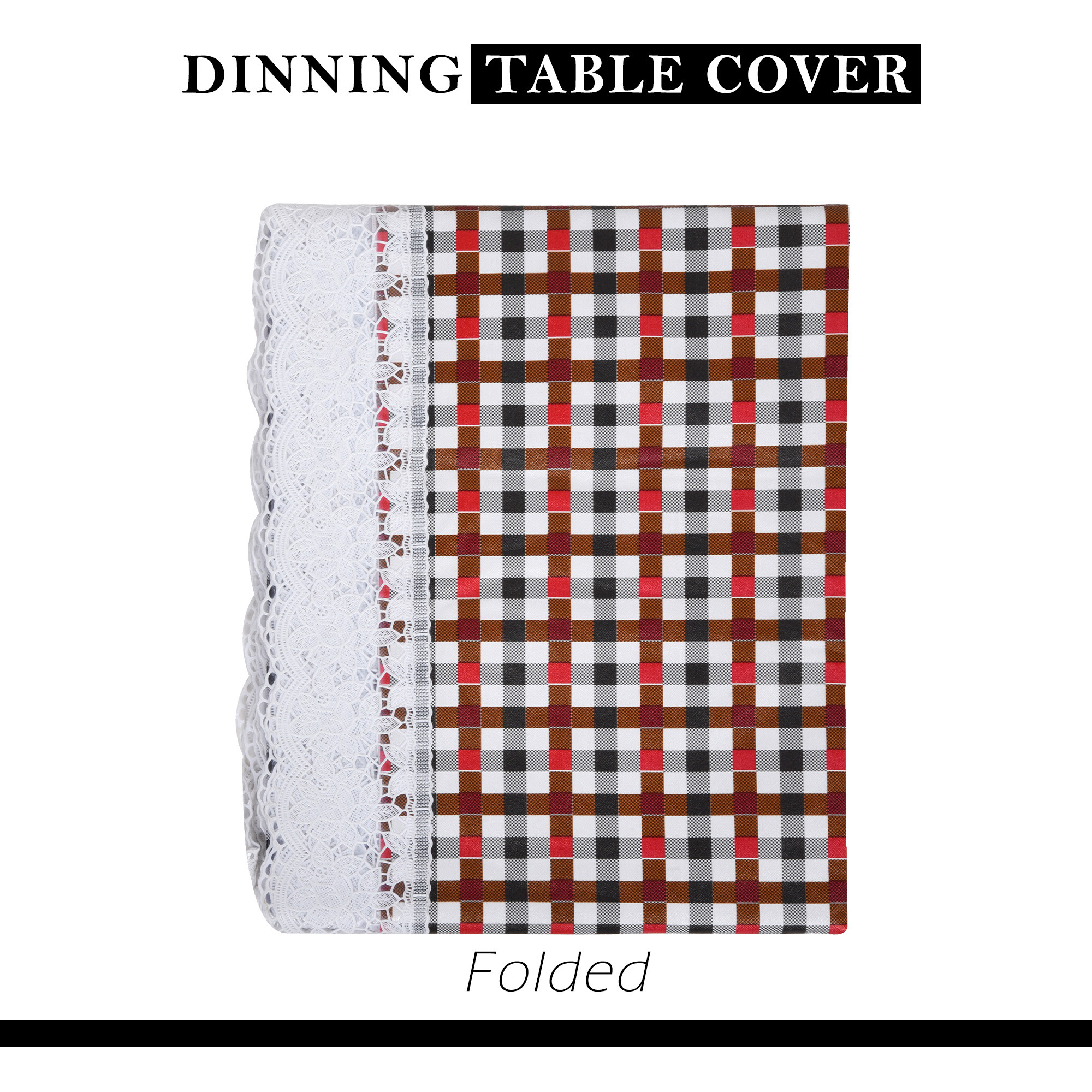 Kuber Industries Dining Table Cover  60x90 Inch  6 Seater Dining Table  Waterproof Table Cover  PVC Table Cloth  Kitchen Table Cover  Table Cloth for Dining Table  New Barik Check  Red