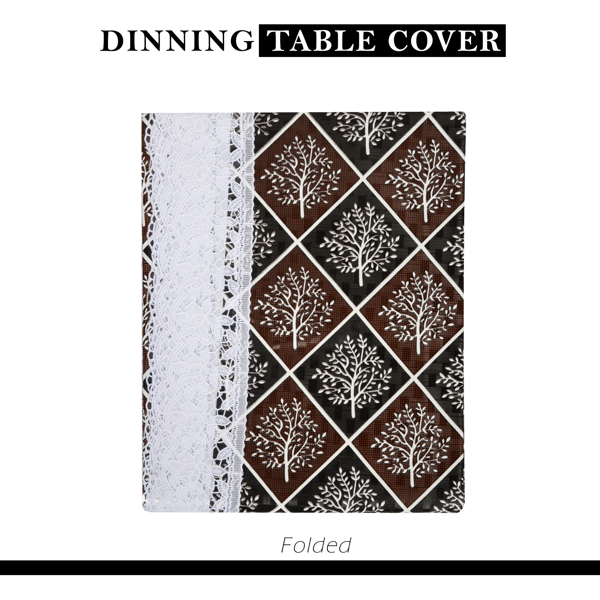 Kuber Industries Dining Table Cover  60x90 Inch  6 Seater Dining Table  Waterproof Table Cover  PVC Table Cloth  Kitchen Table Cover  Table Cloth for Dining Table  Brown New Tree  Black