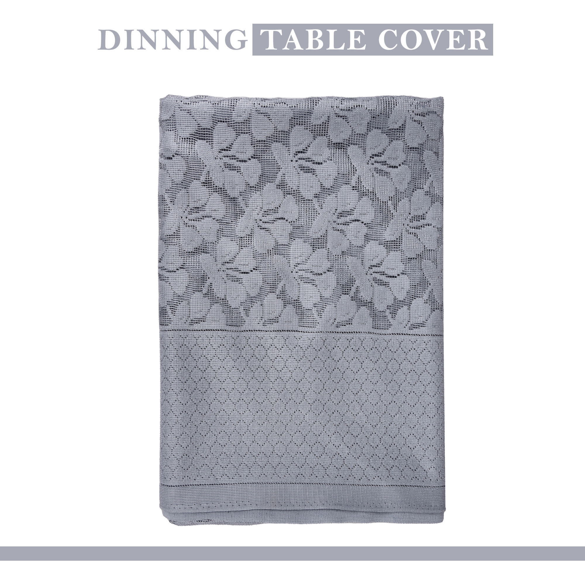 Kuber Industries Dining Table Cover  60x90 Inch  6-Seater Table Cover  Net Tabletop Cover  Hotels-Restaurants Table Cover  Dining Table Cloth  Plain Leonardo Flower Print  DTC  Grey