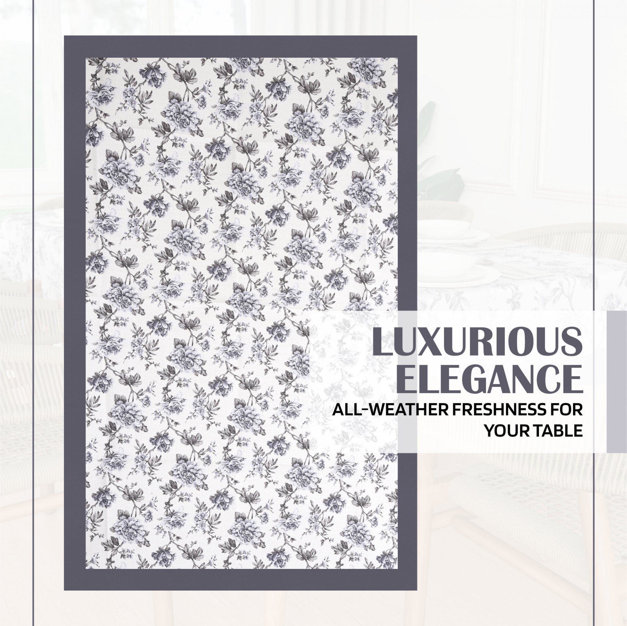 Kuber Industries Dining Table Cover  60x90 Inch  Cotton 6-Seater Table Cover  Kitchen Dining Table Cloths  Hotels-Restaurants Table Cover  Blue Rose American Slub 816  DTC  Cream