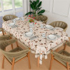 Dining Table Cover | 60x90 Inch | Cotton 6-Seater Table Cover | Kitchen Dining Table Cloths | Hotels-Restaurants Table Cover | Brown Leaf American Slub 0024 | DTC | Cream