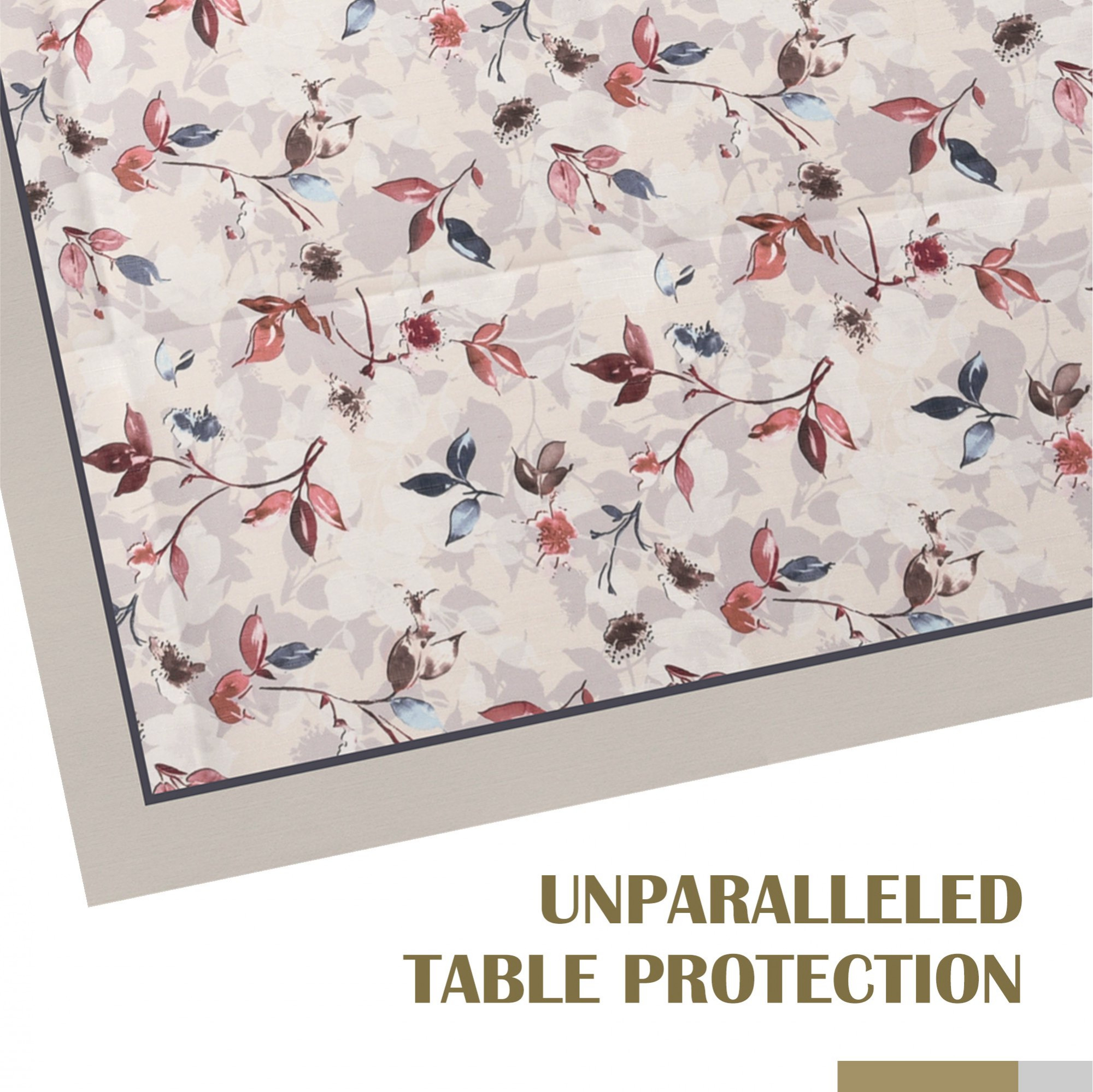 Kuber Industries Dining Table Cover  60x90 Inch  Cotton 6-Seater Table Cover  Kitchen Dining Table Cloths  Hotels-Restaurants Table Cover  Blue Leaf American Slub 0024  DTC  Cream