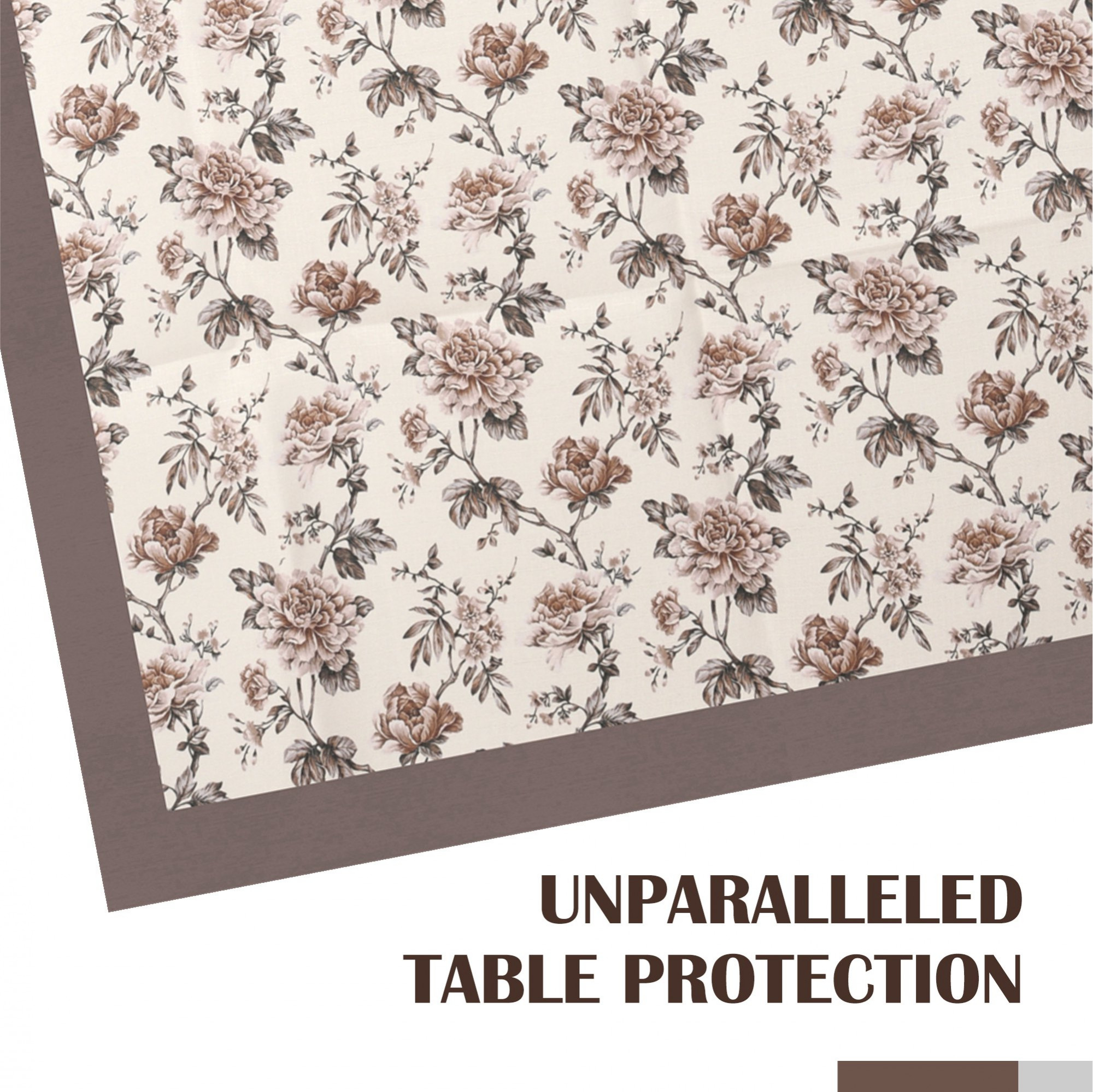 Kuber Industries Dining Table Cover  60x90 Inch  Cotton 6-Seater Table Cover  Kitchen Dining Table Cloths  Hotels-Restaurants Table Cover  Brown Rose American Slub 816  DTC  Cream