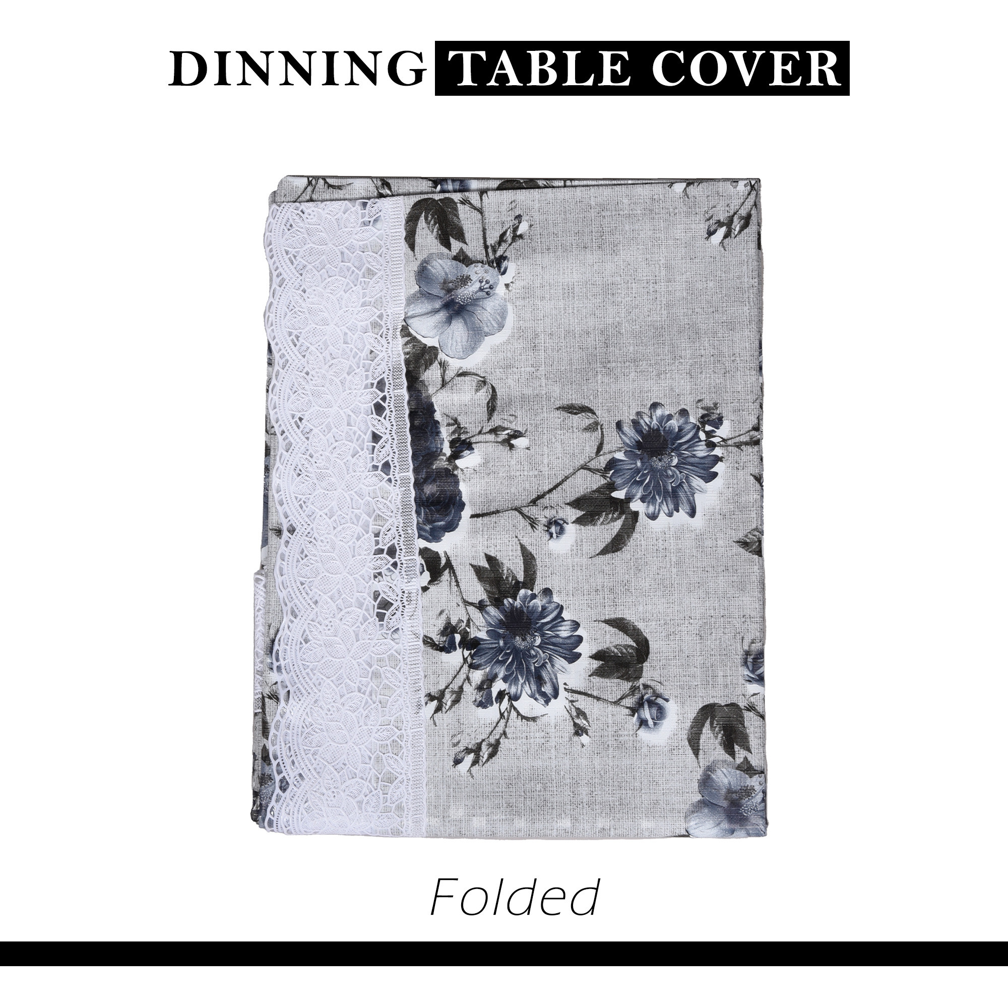 Kuber Industries Dining Table Cover  60x90 Inch  Kitchen Table Cover  6 Seater Dining Table  PVC Table Cloth  Waterproof Table Cover  Table Cloth for Dining Table  New Flower  Grey