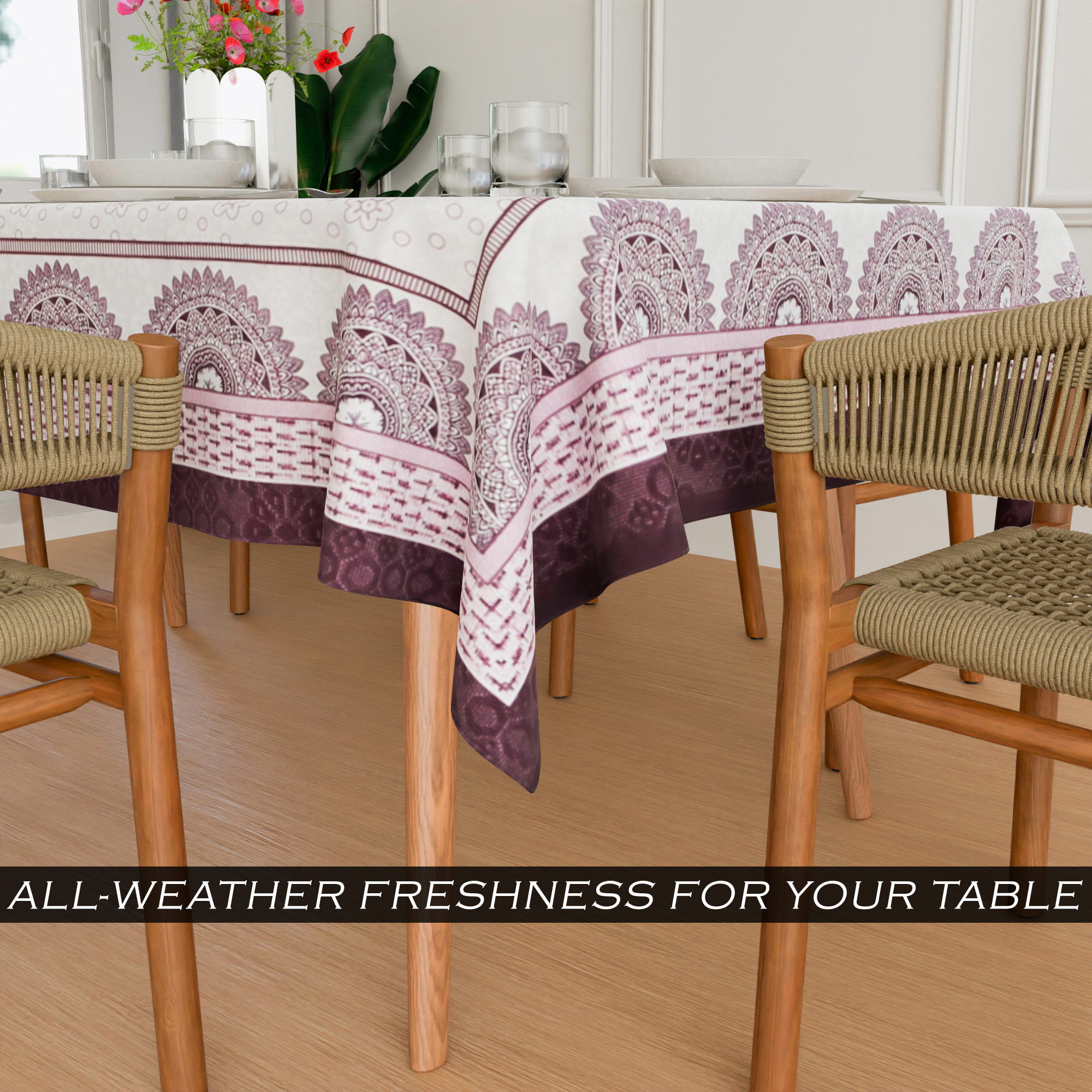 Kuber Industries Dining Table Cover  60x90 Inch  Net 6-Seater Table Cover  Indoor  Outdoor Table Cloth  Hotels-Restaurants Table Cover  Mor Digital Print-837  DTC  Purple
