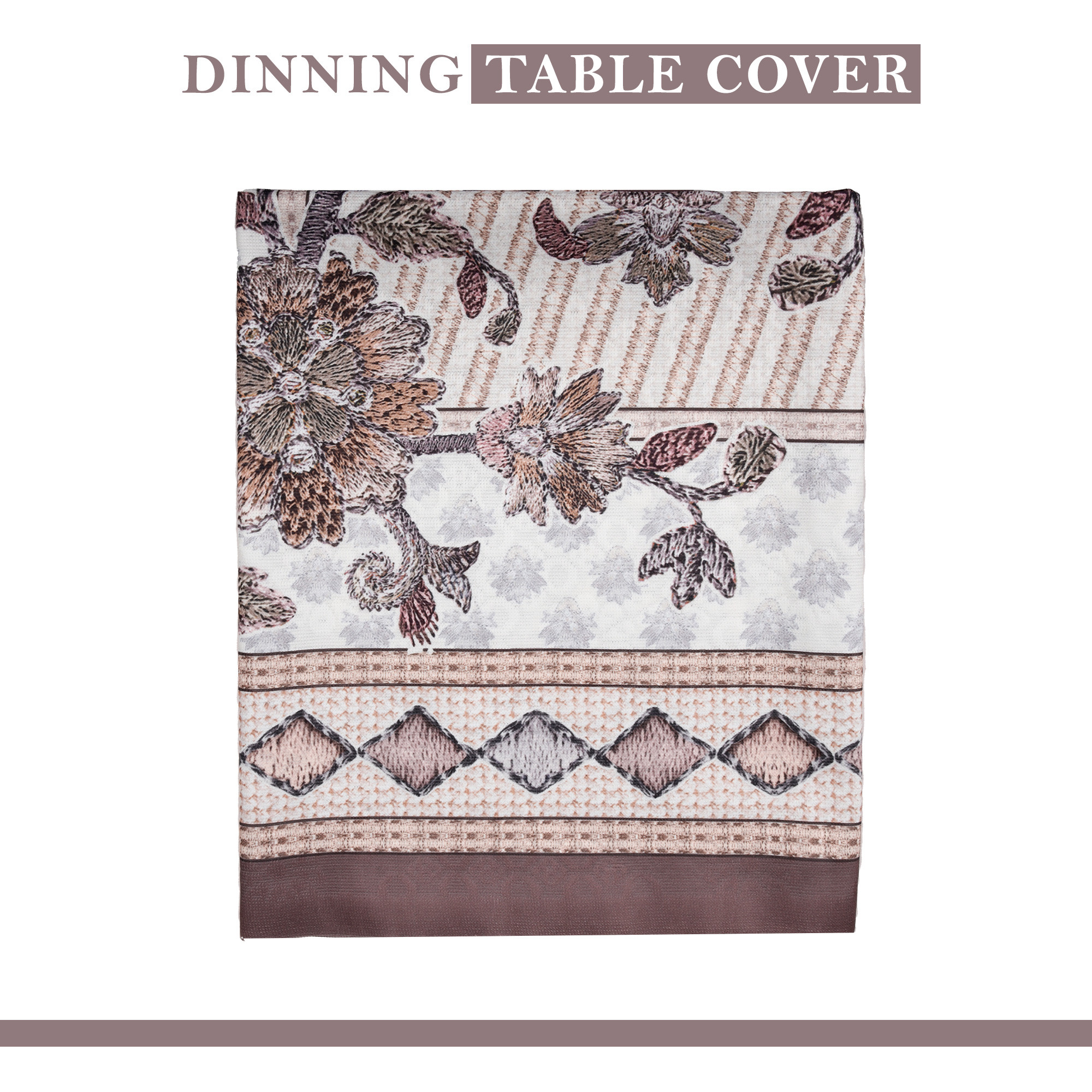 Kuber Industries Dining Table Cover  60x90 Inch  Net 6-Seater Table Cover  Indoor  Outdoor Table Cloth  Hotels-Restaurants Table Cover  Flower Digital Embroidery Print-730  DTC  Brown