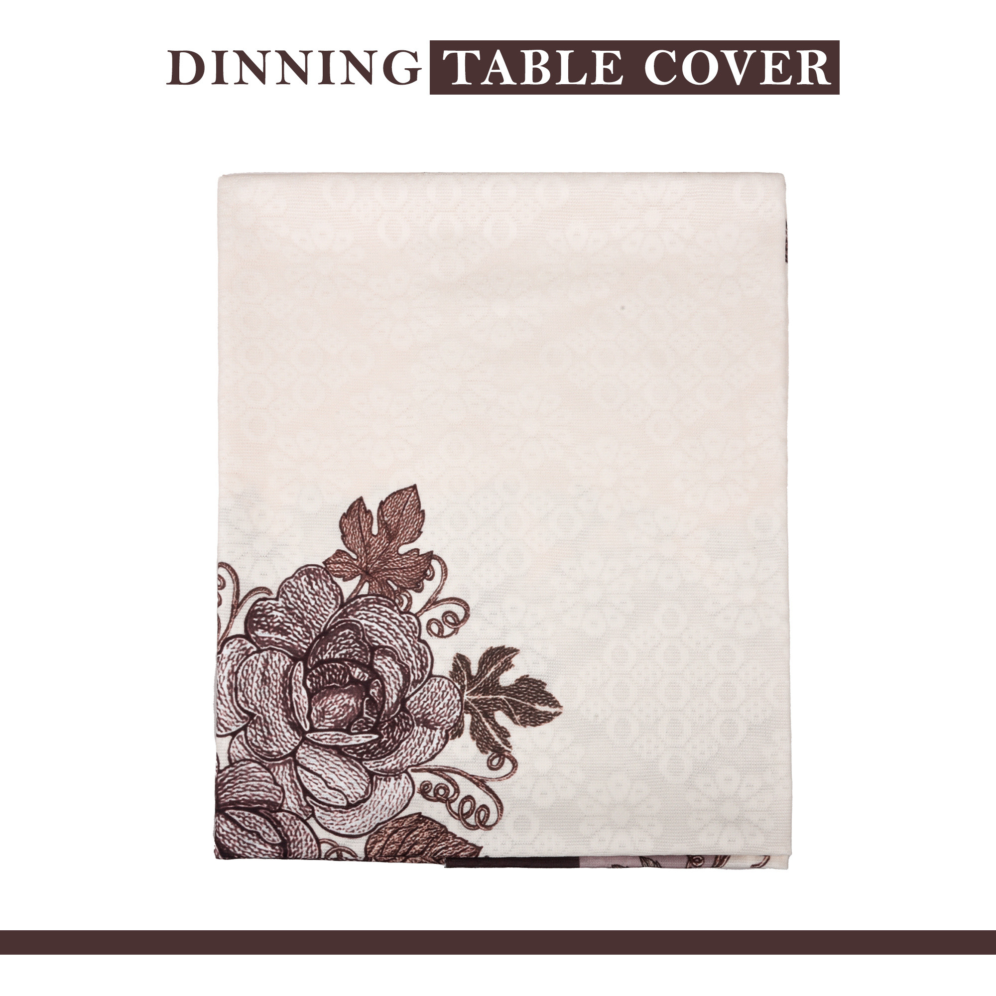 Kuber Industries Dining Table Cover  60x90 Inch  Net 6-Seater Table Cover  Indoor  Outdoor Table Cloth  Hotels-Restaurants Table Cover  Rose Digital Embroidery Print-640  DTC  Brown