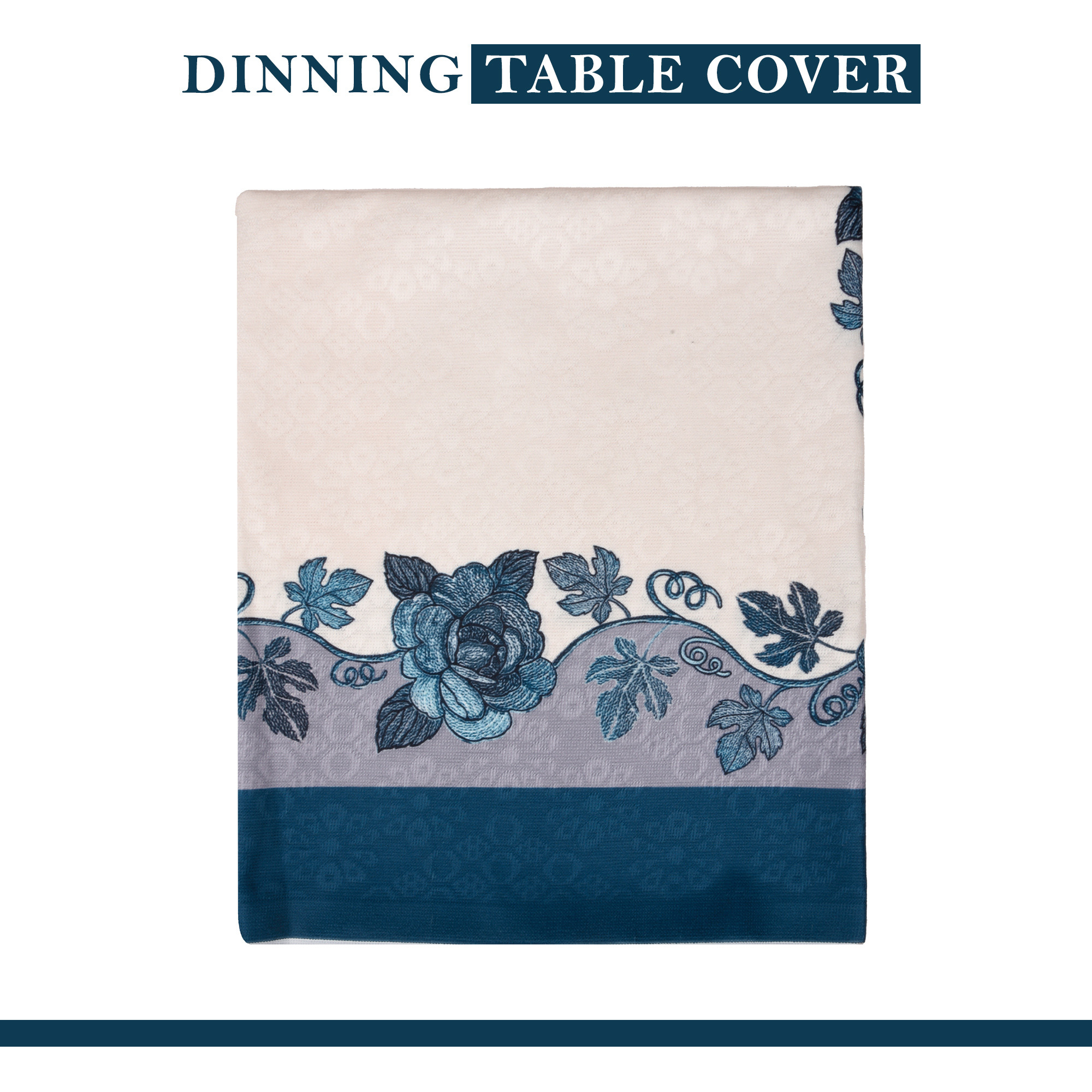 Kuber Industries Dining Table Cover  60x90 Inch  Net 6-Seater Table Cover  Indoor  Outdoor Table Cloth  Hotels-Restaurants Table Cover  Rose Digital Embroidery Print-640  DTC  Blue