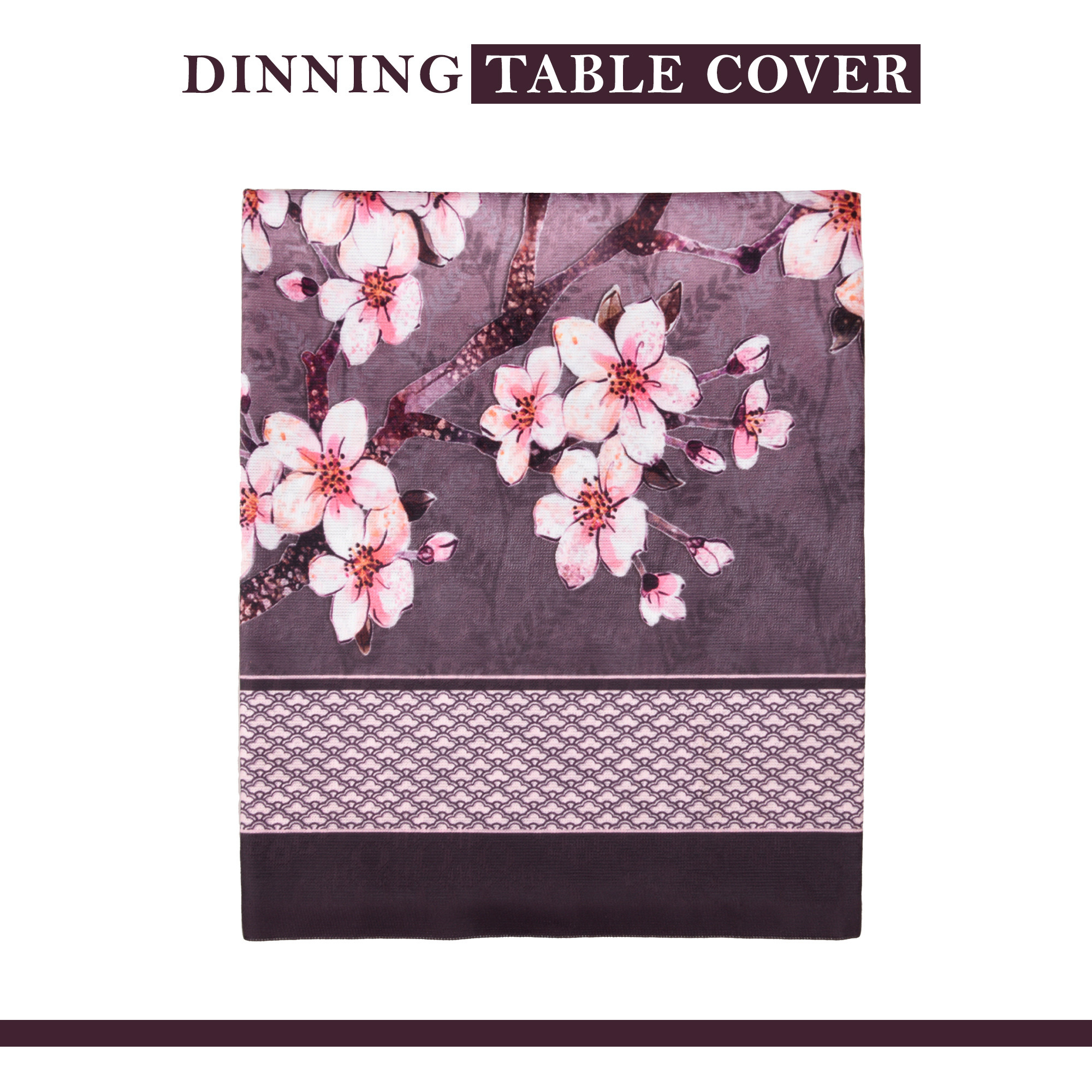 Kuber Industries Dining Table Cover  60x90 Inch  Net 6-Seater Table Cover  Indoor  Outdoor Table Cloth  Hotels-Restaurants Table Cover  Flower Digital Print-637  DTC  Pink  Purple