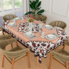 Dining Table Cover | 60x90 Inch | Net 6-Seater Table Cover | Indoor &amp; Outdoor Table Cloth | Hotels-Restaurants Table Cover | Flower Digital Triangle Border Print-753 | DTC | Brown