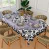 Dining Table Cover | 60x90 Inch | Net 6-Seater Table Cover | Indoor &amp; Outdoor Table Cloth | Hotels-Restaurants Table Cover | Flower Digital Triangle Border Print-753 | DTC | Grey