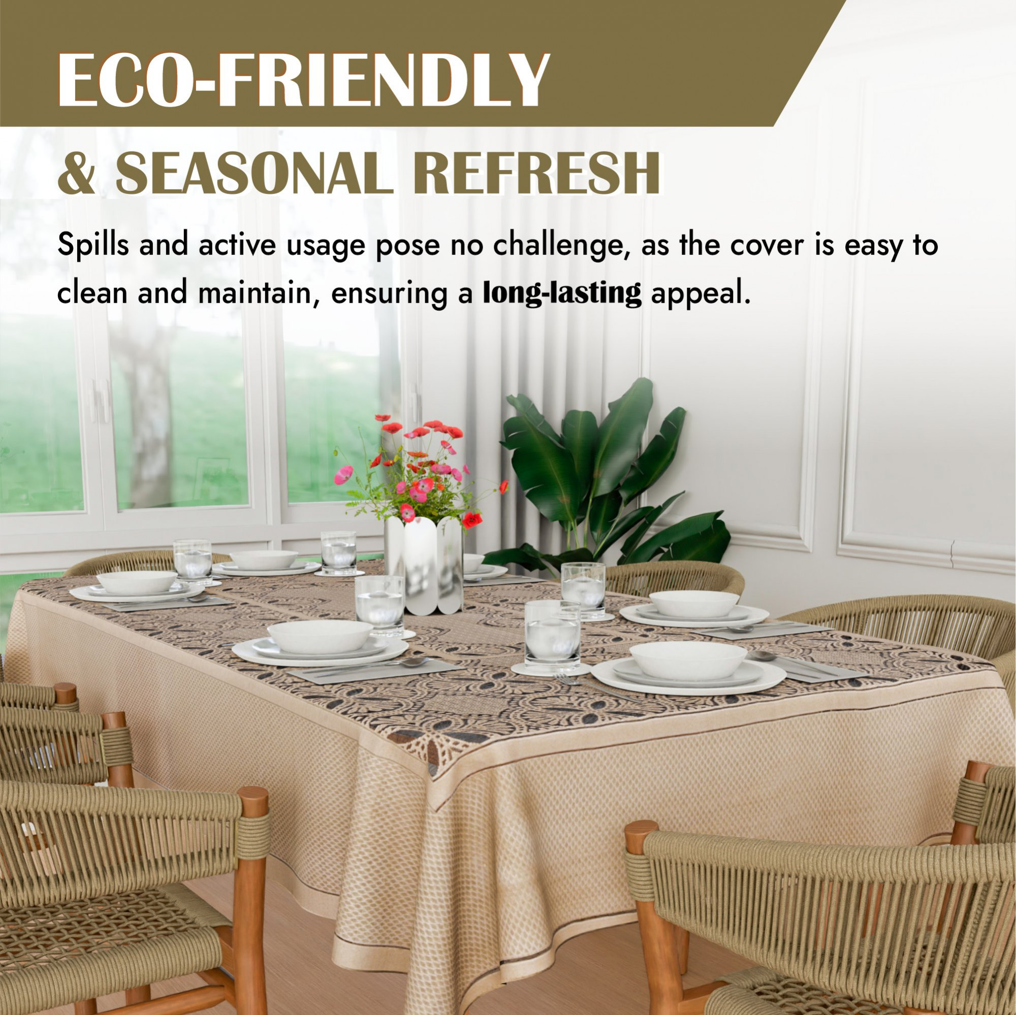 Kuber Industries Dining Table Cover  60x90 Inch  Net 6-Seater Table Cover  Kitchen Dining Table Cloths  Hotels-Restaurants Table Cover  Self Flower New Jersey  DTC  Golden