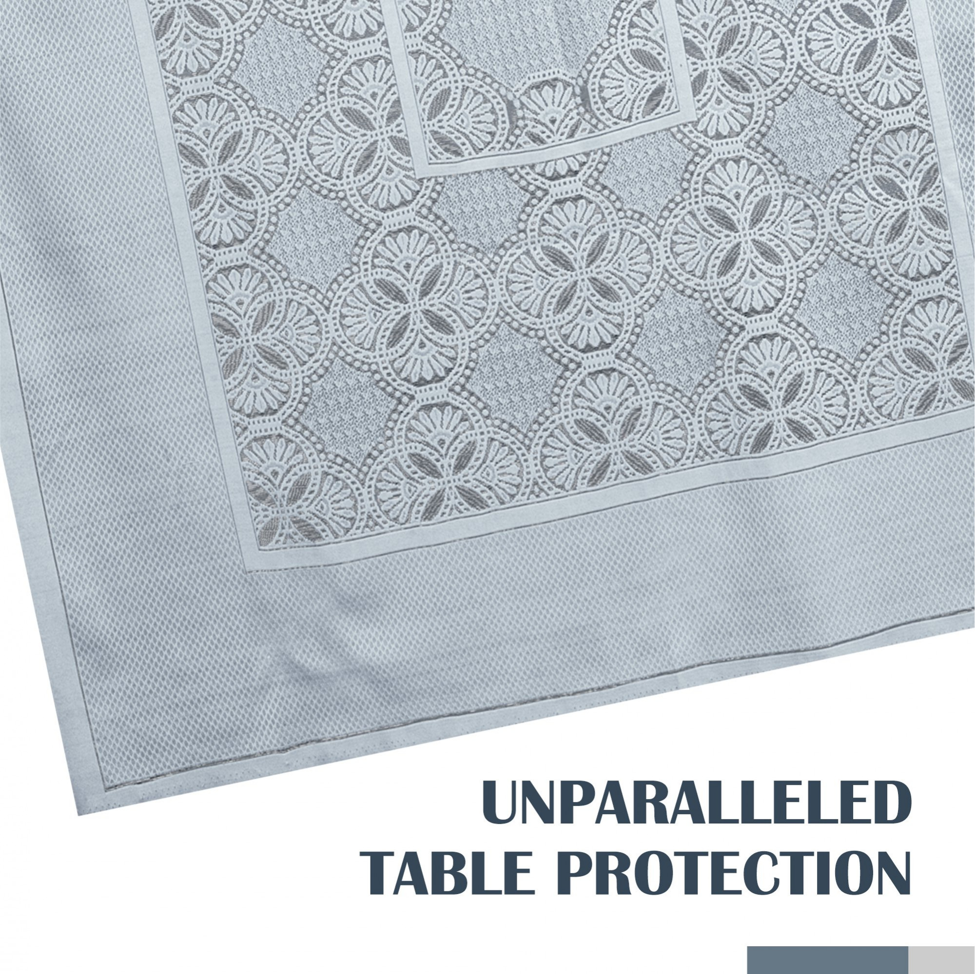Kuber Industries Dining Table Cover  60x90 Inch  Net 6-Seater Table Cover  Kitchen Dining Table Cloths  Hotels-Restaurants Table Cover  Self Flower New Jersey  DTC  Grey