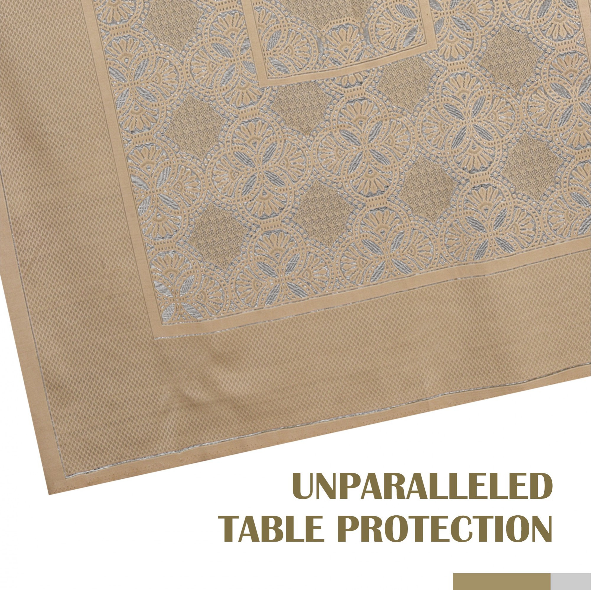 Kuber Industries Dining Table Cover  60x90 Inch  Net 6-Seater Table Cover  Kitchen Dining Table Cloths  Hotels-Restaurants Table Cover  Self Flower New Jersey  DTC  Golden
