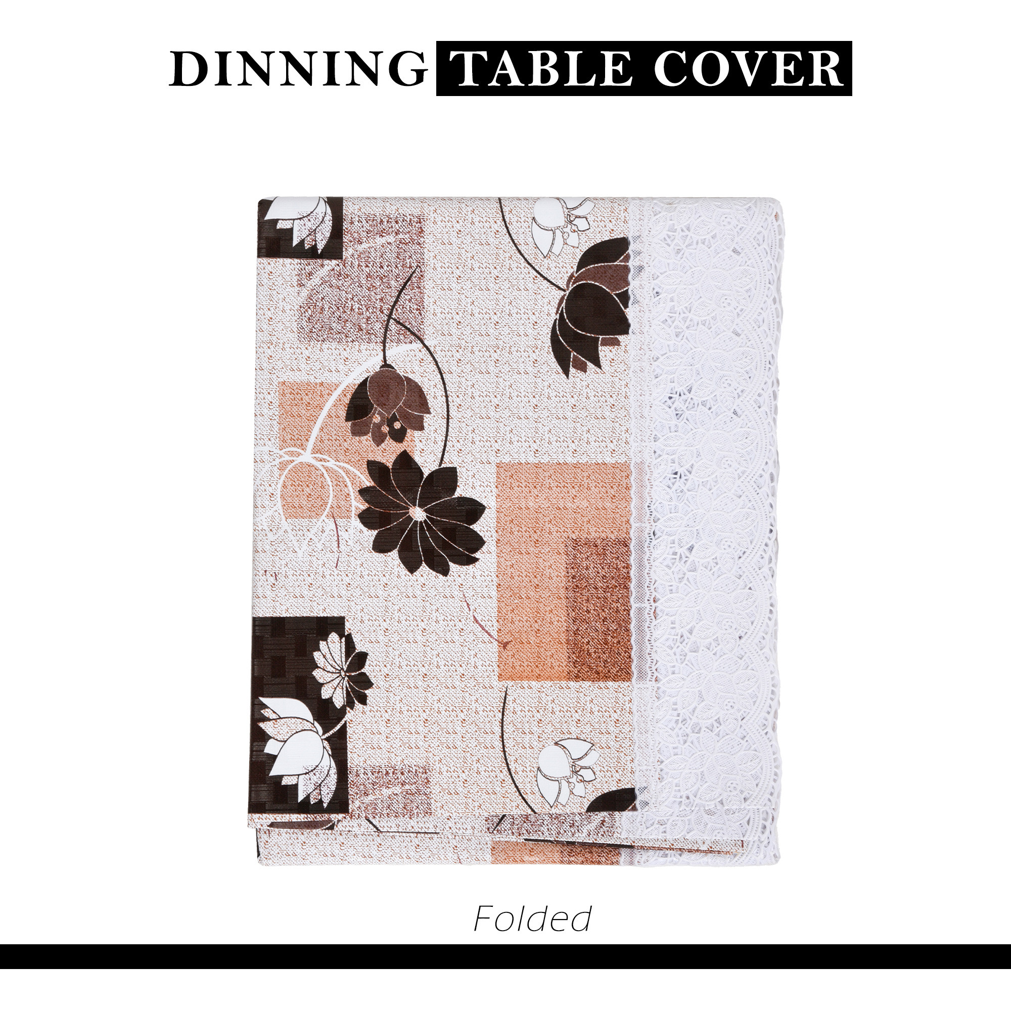 Kuber Industries Dining Table Cover  60x90 Inch  PVC Table Cloth  6 Seater Dining Table  Kitchen Table Cover  Waterproof Table Cover  Table Cloth for Dining Table  Brown Gulab  Cream