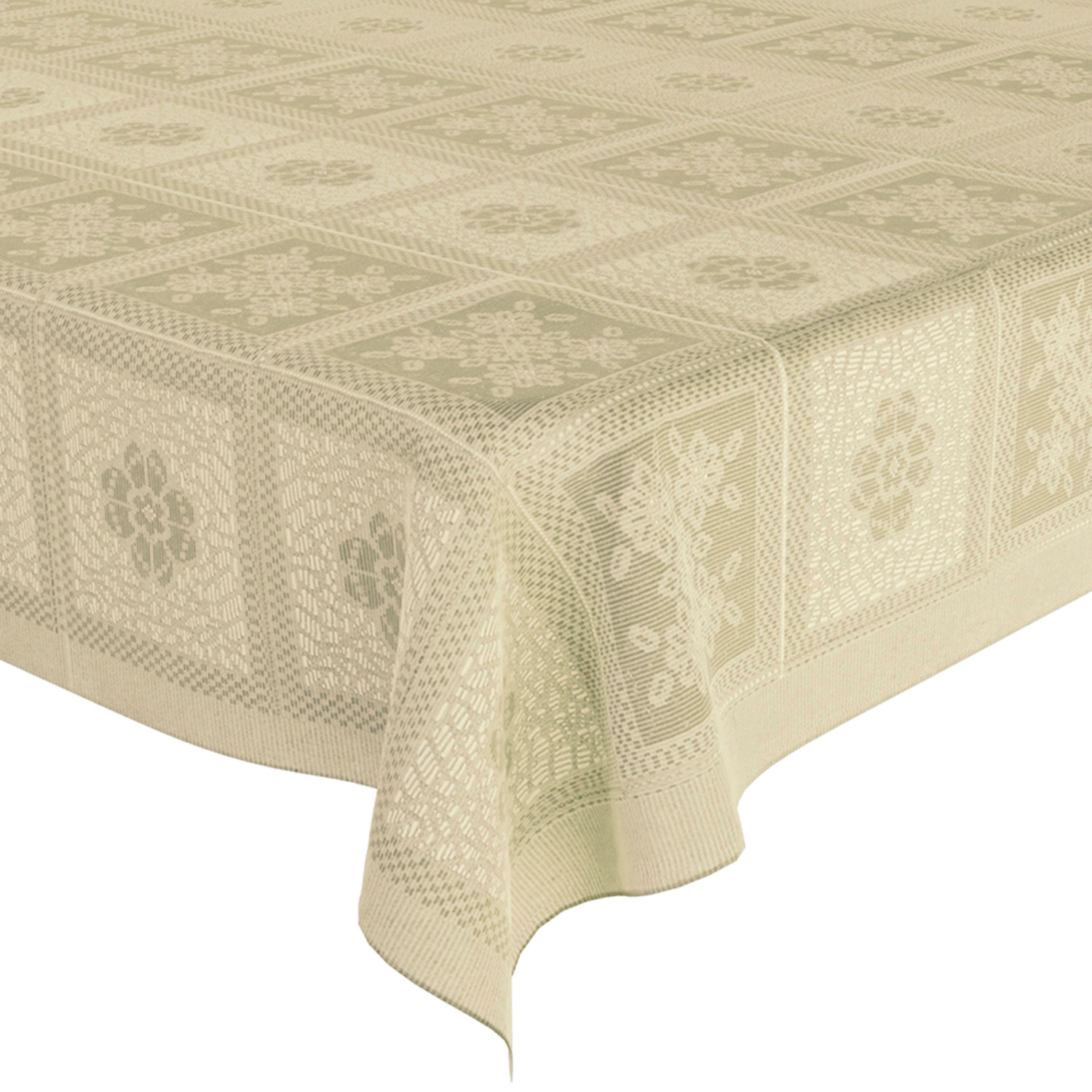 Kuber Industries Dining Table Cover | Cotton Net Square Flower Pattern | Tablecloth for Home Décor | Tablecloth for Dining Area | 60X90 Inch | Cream