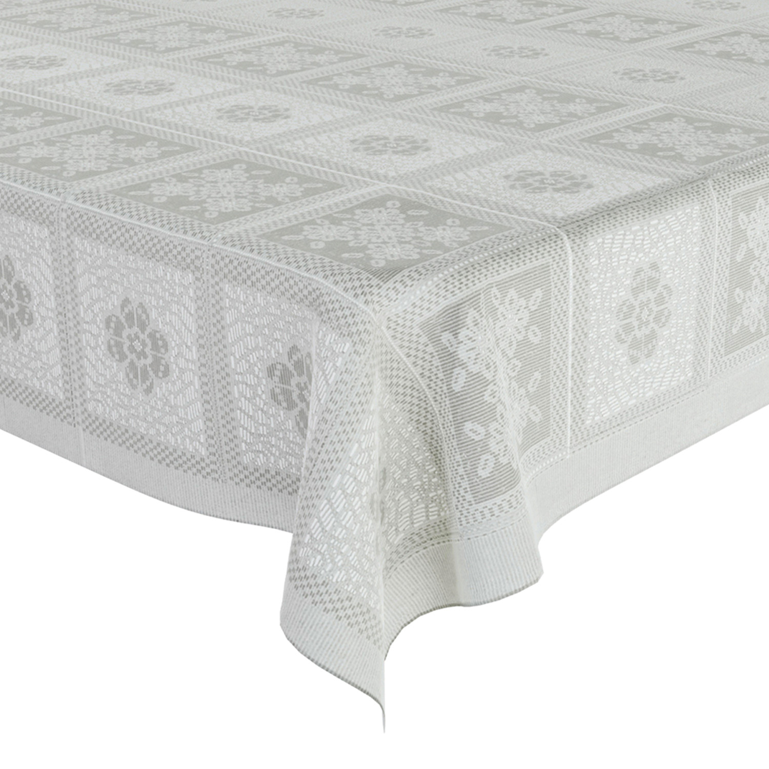 Kuber Industries Dining Table Cover | Cotton Net Square Flower Pattern | Tablecloth for Home Décor | Tablecloth for Dining Area | 60X90 Inch | White