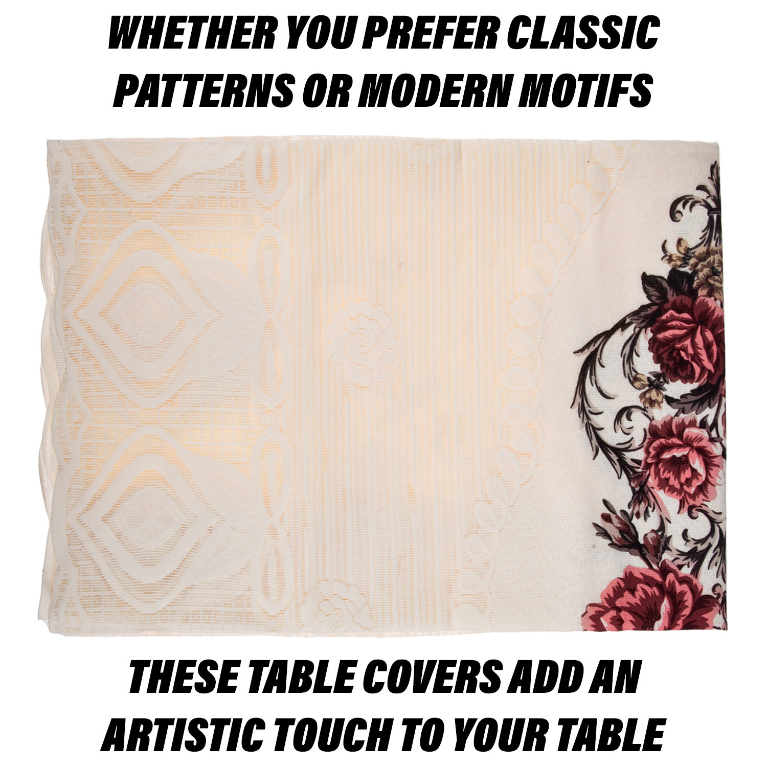Kuber Industries Dining Table Cover  Cotton Table Cloth Cover  6-Seater Table Cloth  Glory Table Cover  Table Protector  Table Cover for Dining Table  60x90 Inch  DTC  Cream  Pink