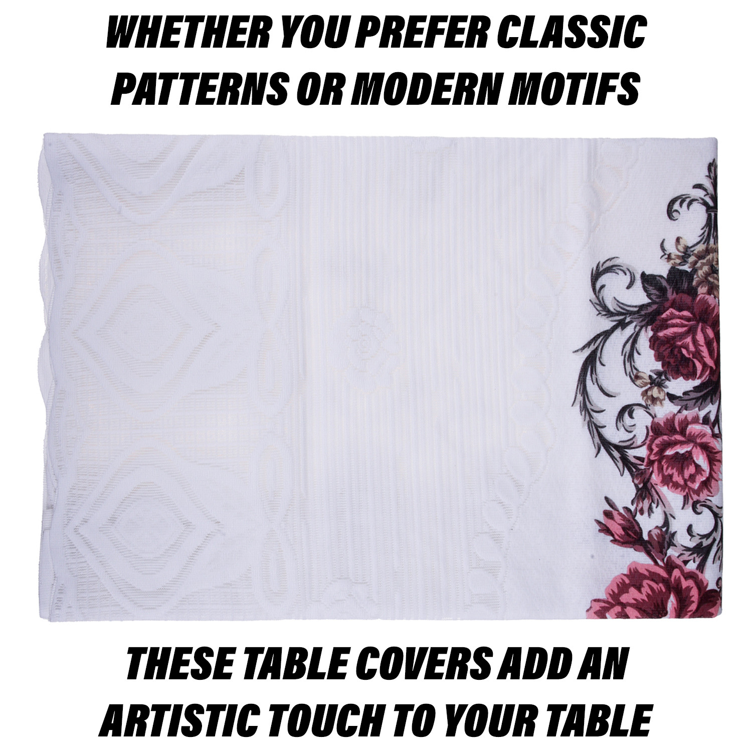 Kuber Industries Dining Table Cover  Cotton Table Cloth Cover  6-Seater Table Cloth  Glory Table Cover  Table Protector  Table Cover for Dining Table  60x90 Inch  DTC  White  Pink
