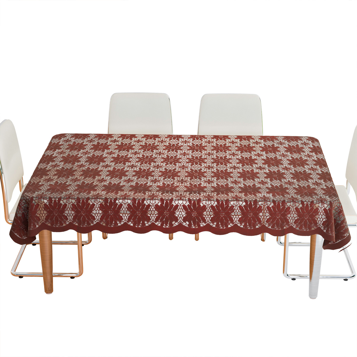Kuber Industries Dining Table Cover  Cotton Table Cloth Cover  6-Seater Table Cloth  Plain Jasmin Table Cover  Table Protector  Table Cover for Dining Table  60x90 Inch  DTC  Maroon