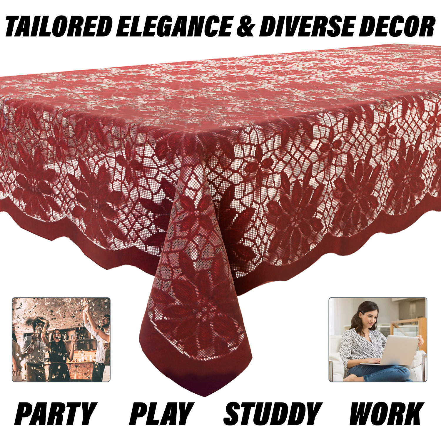 Kuber Industries Dining Table Cover  Cotton Table Cloth Cover  6-Seater Table Cloth  Plain Jasmin Table Cover  Table Protector  Table Cover for Dining Table  60x90 Inch  DTC  Maroon