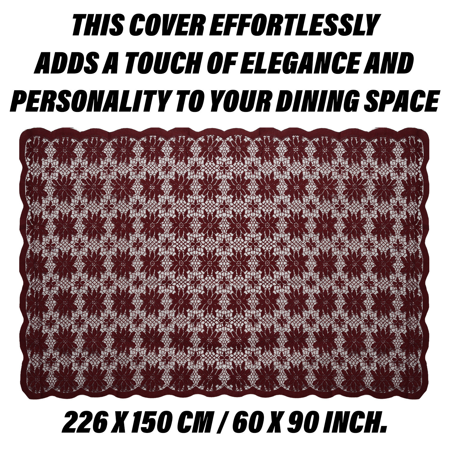 Kuber Industries Dining Table Cover | Cotton Table Cloth Cover | 6-Seater Table Cloth | Plain Jasmin Table Cover | Table Protector | Table Cover for Dining Table | 60x90 Inch | DTC | Maroon