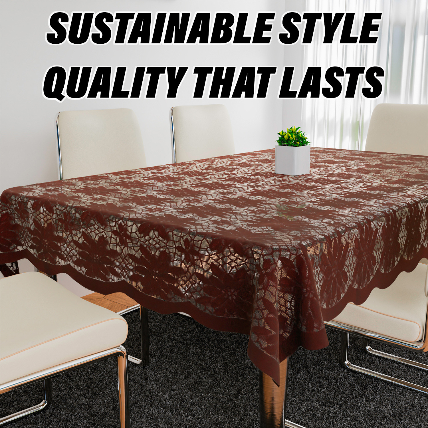 Kuber Industries Dining Table Cover | Cotton Table Cloth Cover | 6-Seater Table Cloth | Plain Jasmin Table Cover | Table Protector | Table Cover for Dining Table | 60x90 Inch | DTC | Maroon