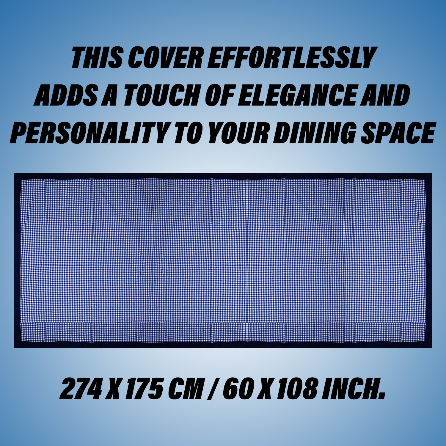 Kuber Industries Dining Table Cover | Cotton Table Cloth Cover | 8 Seater Table Cloth | Barik Check Table Cover | Table Protector | Table Cover for Dining Table | 60x108 Inch | DTC | Blue